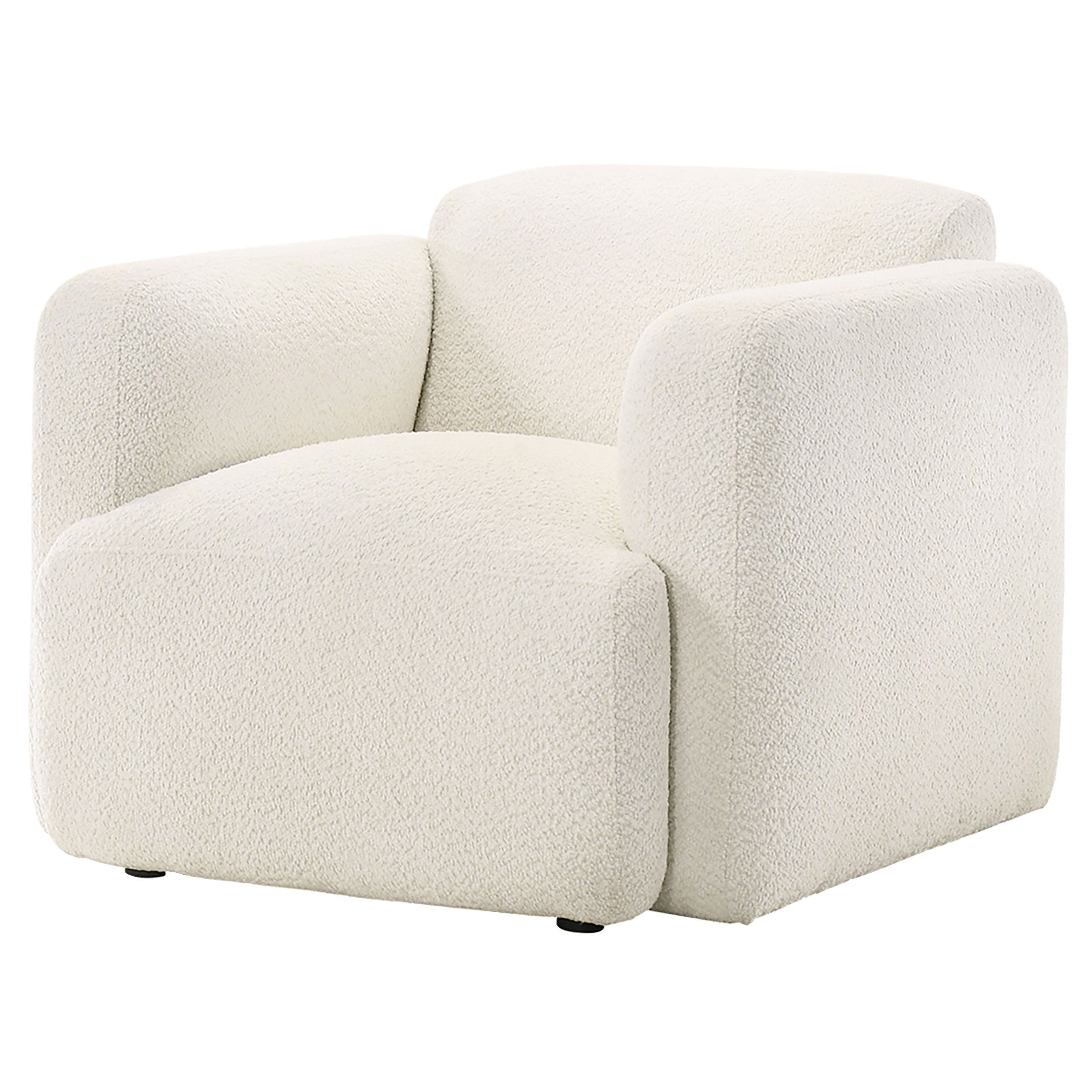 Dorset Fabric Upholstered Round Track Arm Accent Chair White-