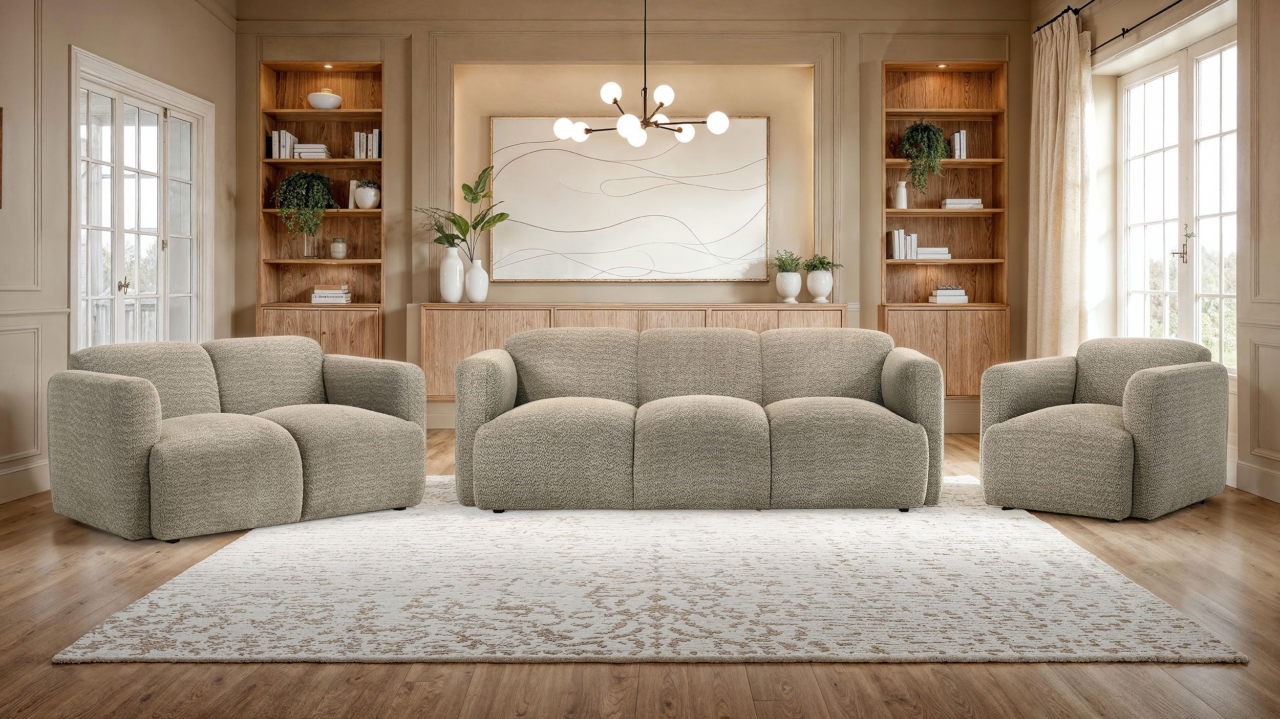 Dorset Fabric Upholstered Round Track Arm Loveseat Brown-