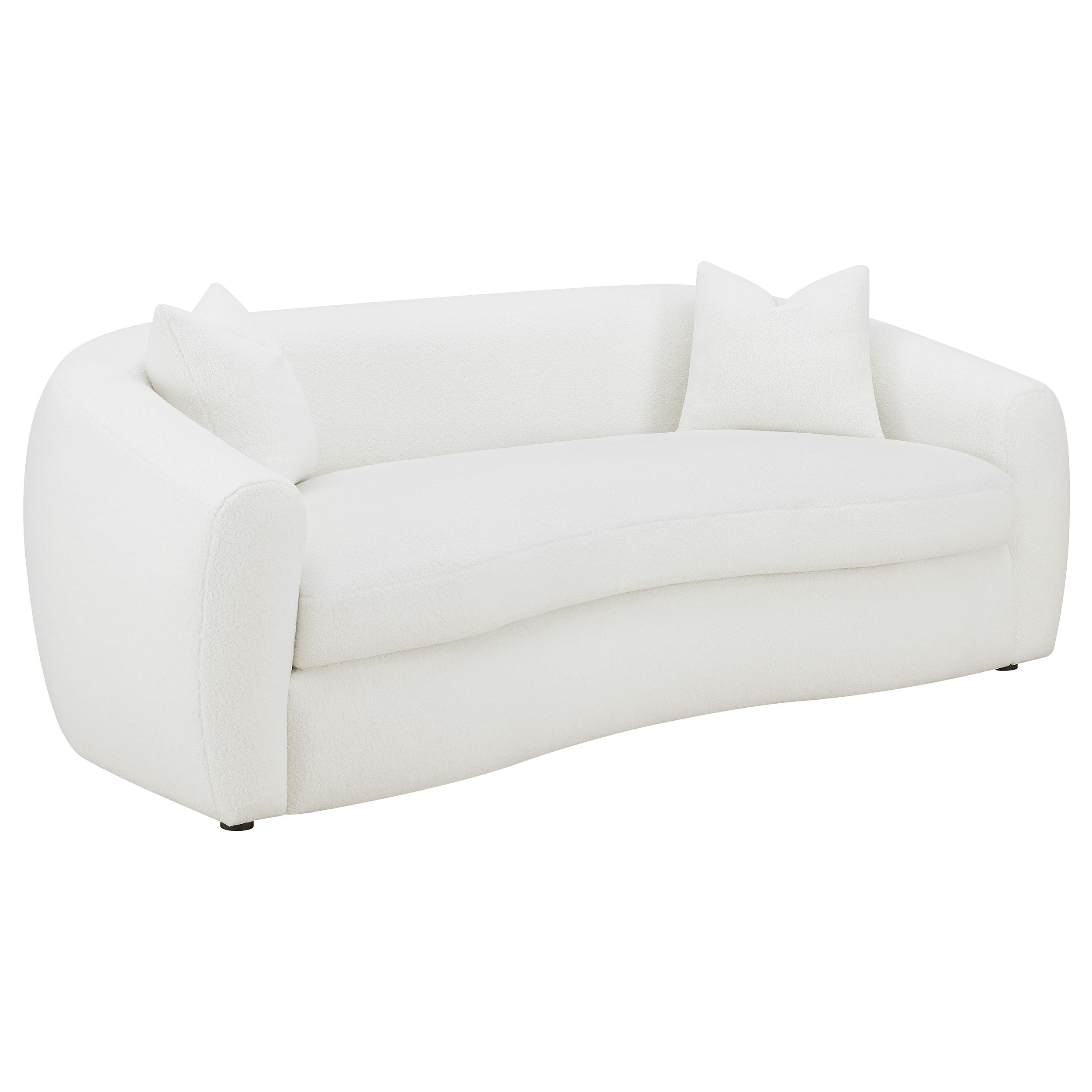 Isabella Faux Sheepskin Upholstered Sofa Natural-CoasterElevations