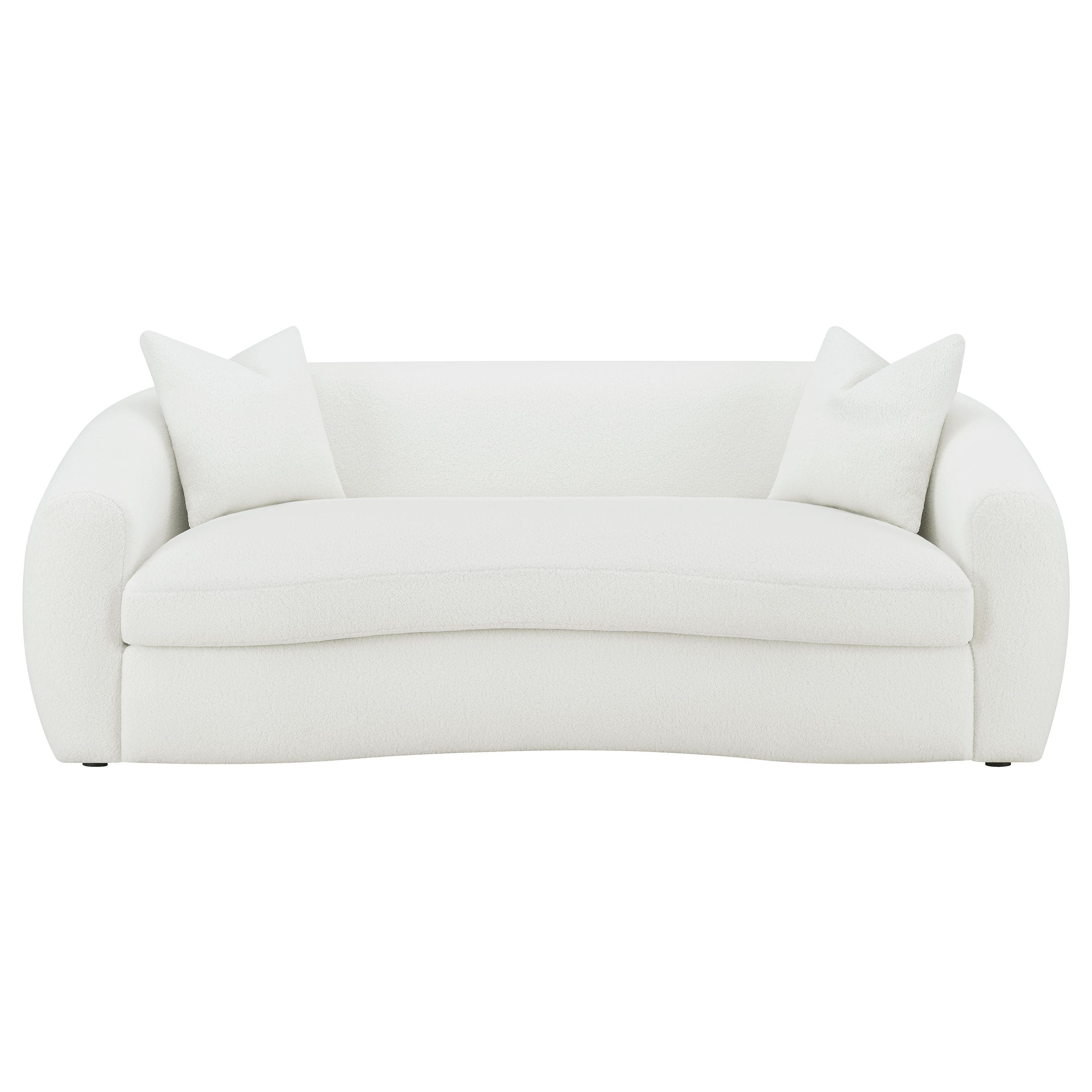 Isabella Faux Sheepskin Upholstered Sofa Natural-CoasterElevations