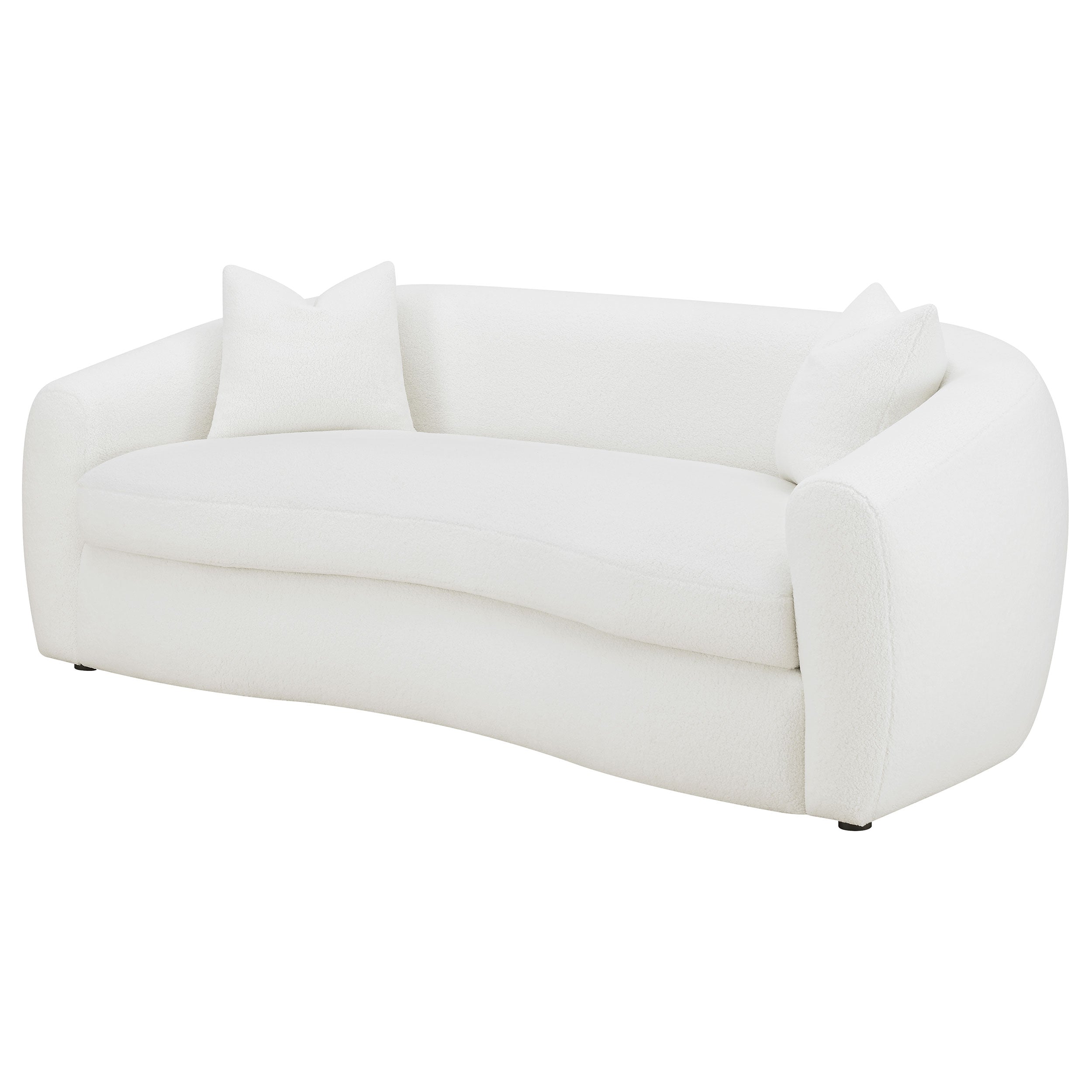 Isabella Faux Sheepskin Upholstered Sofa Natural-CoasterElevations