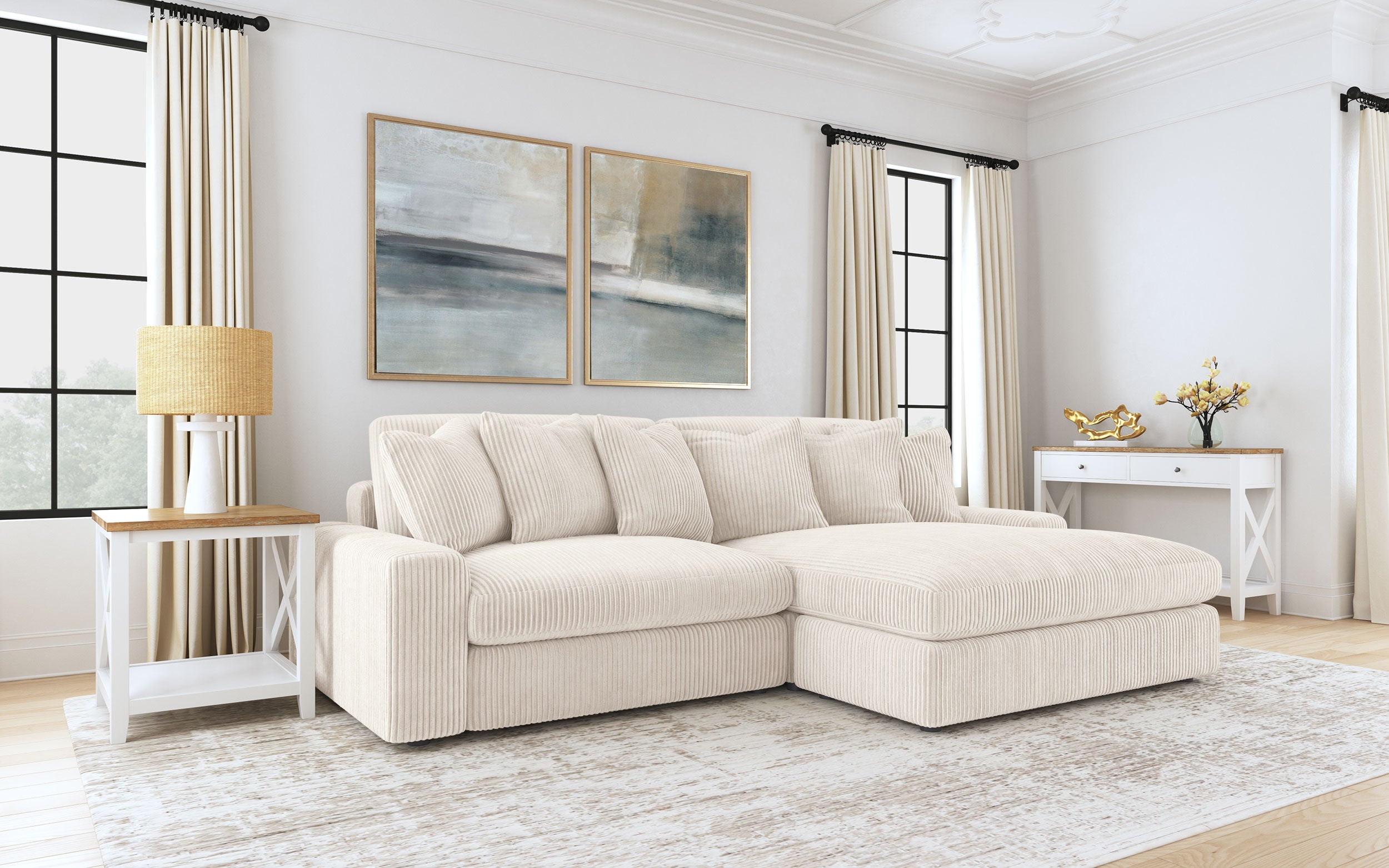Blaine Upholstered Reversible Chaise Sectional Sofa Sand-