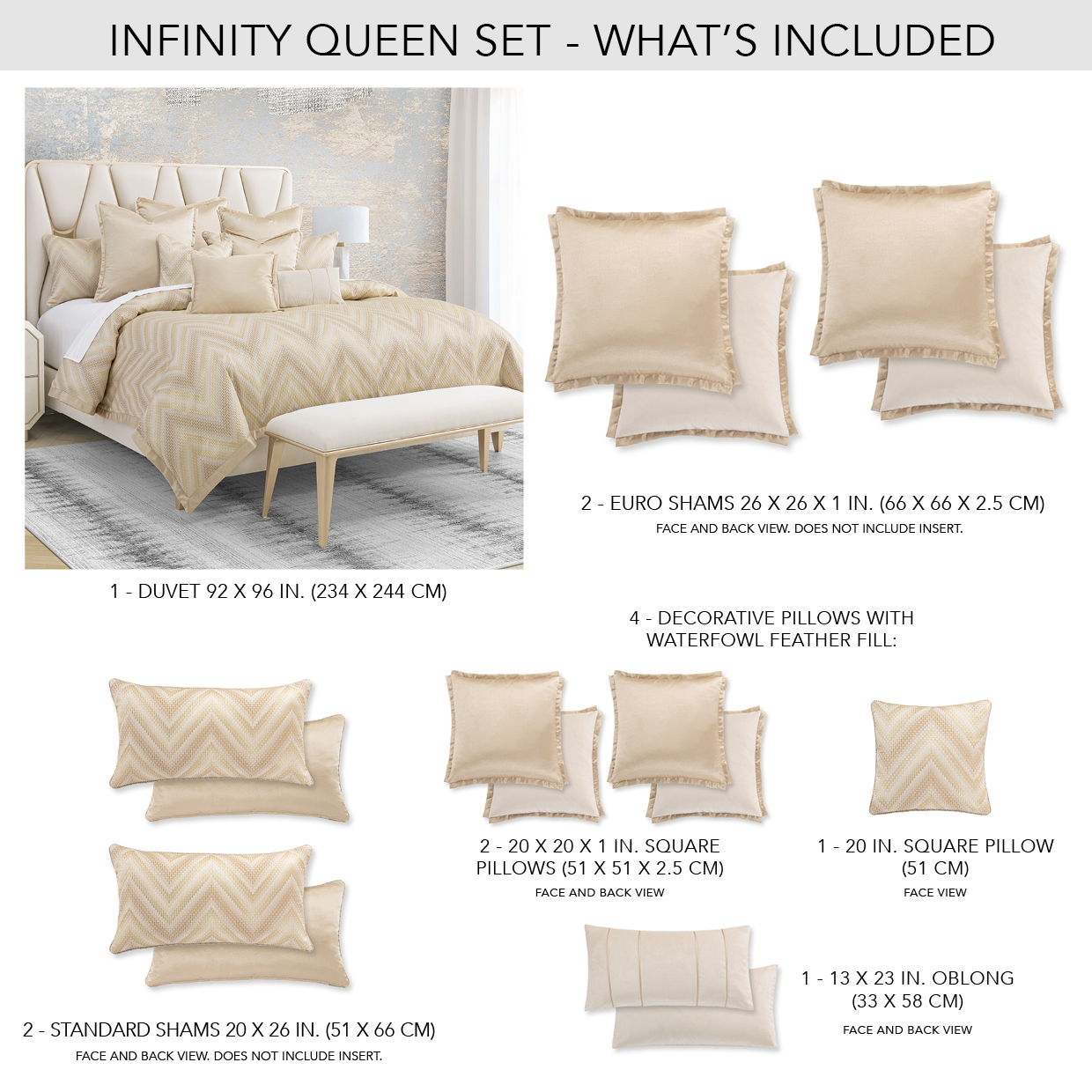 Infinity - 9-Piece Queen Duvet Set - Gold
