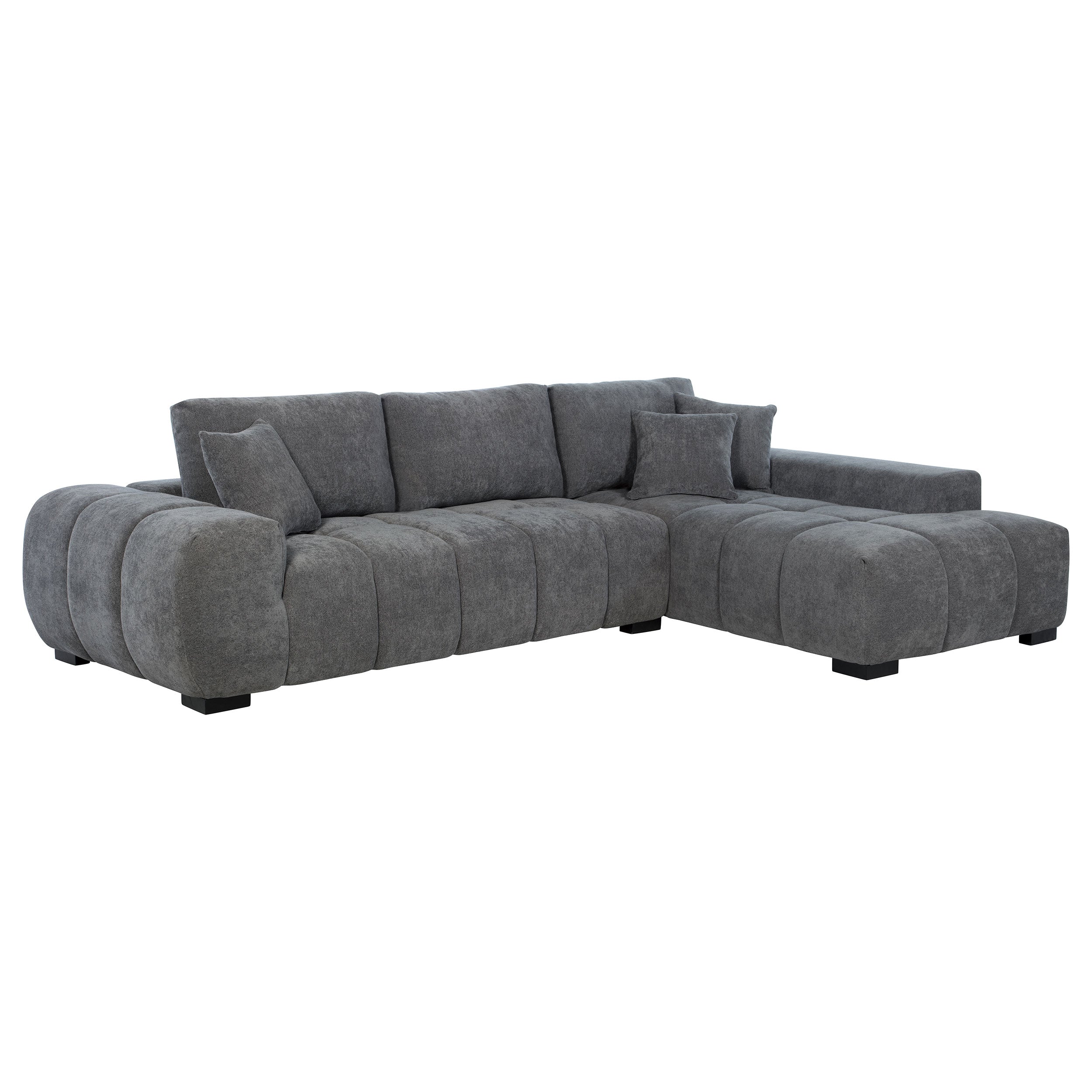 Octavia Upholstered Sectional Chaise Sofa Charcoal Grey-
