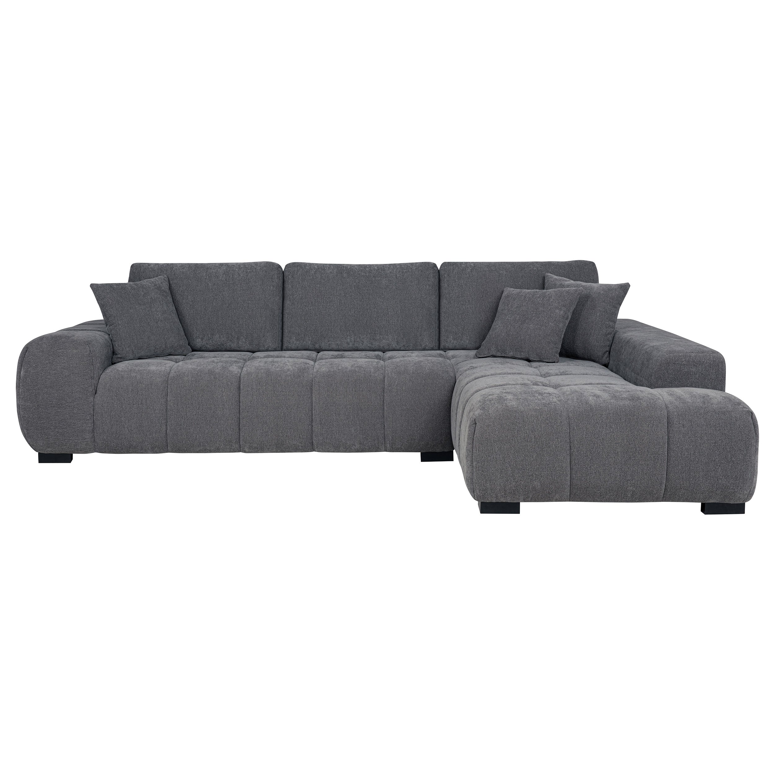 Octavia Upholstered Sectional Chaise Sofa Charcoal Grey-