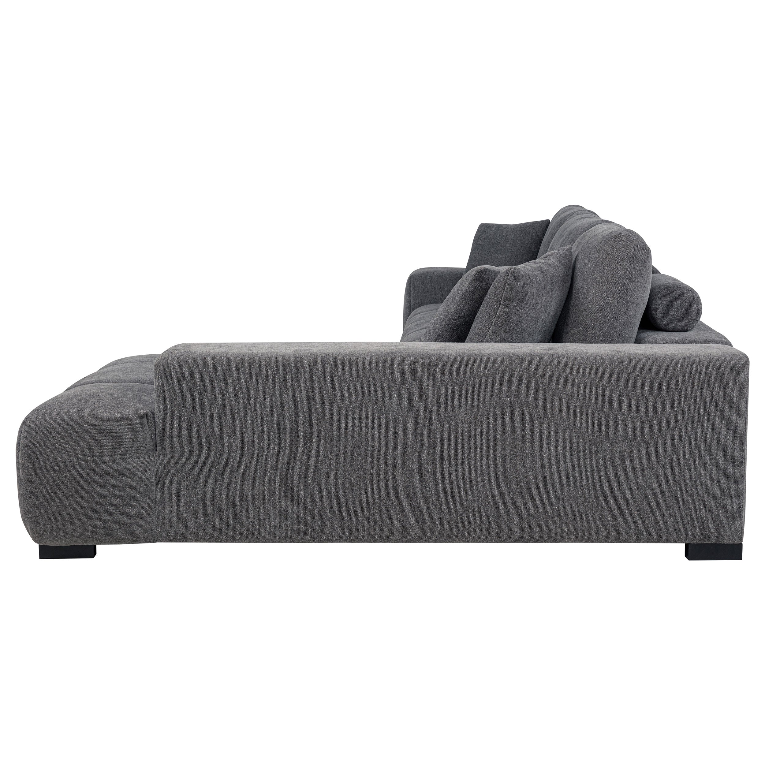 Octavia Upholstered Sectional Chaise Sofa Charcoal Grey-