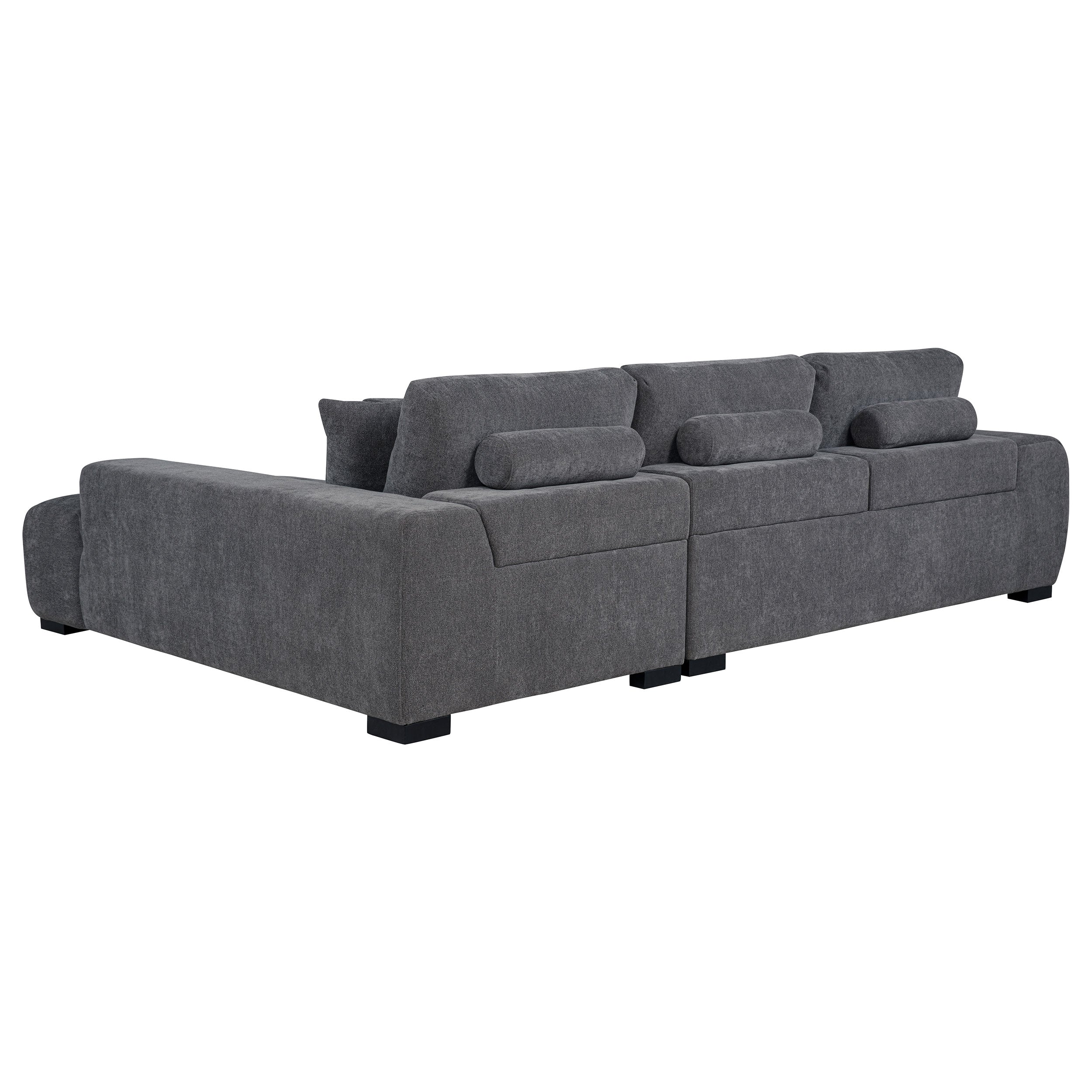 Octavia Upholstered Sectional Chaise Sofa Charcoal Grey-