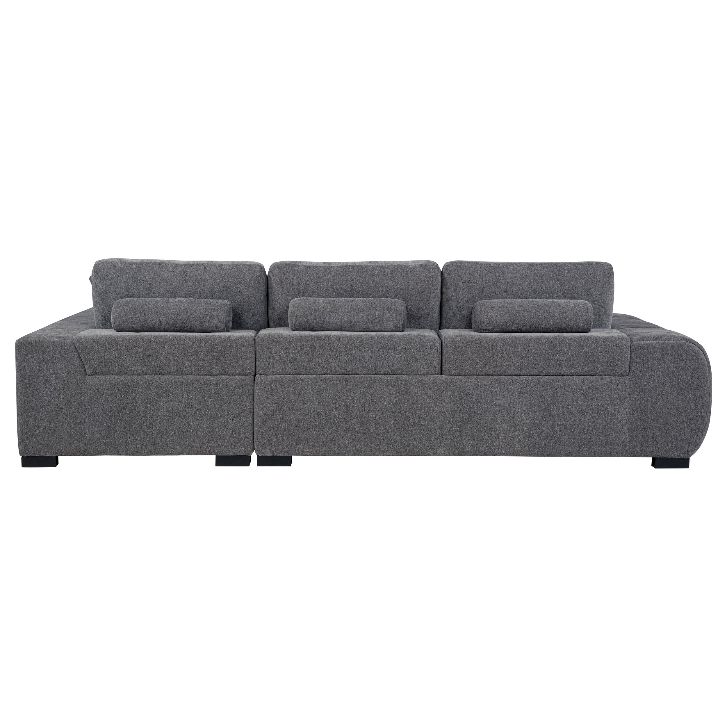 Octavia Upholstered Sectional Chaise Sofa Charcoal Grey-