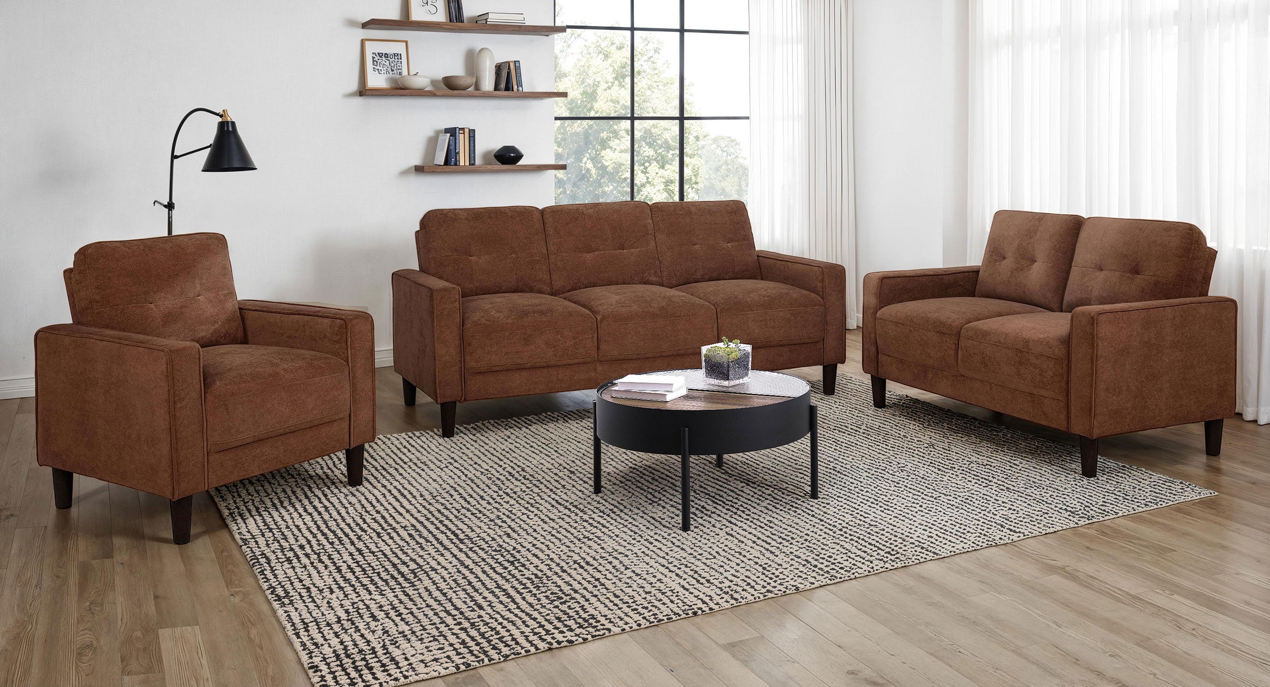 Bowen II Fabric Upholstered Track Arm Accent Chair Rust-