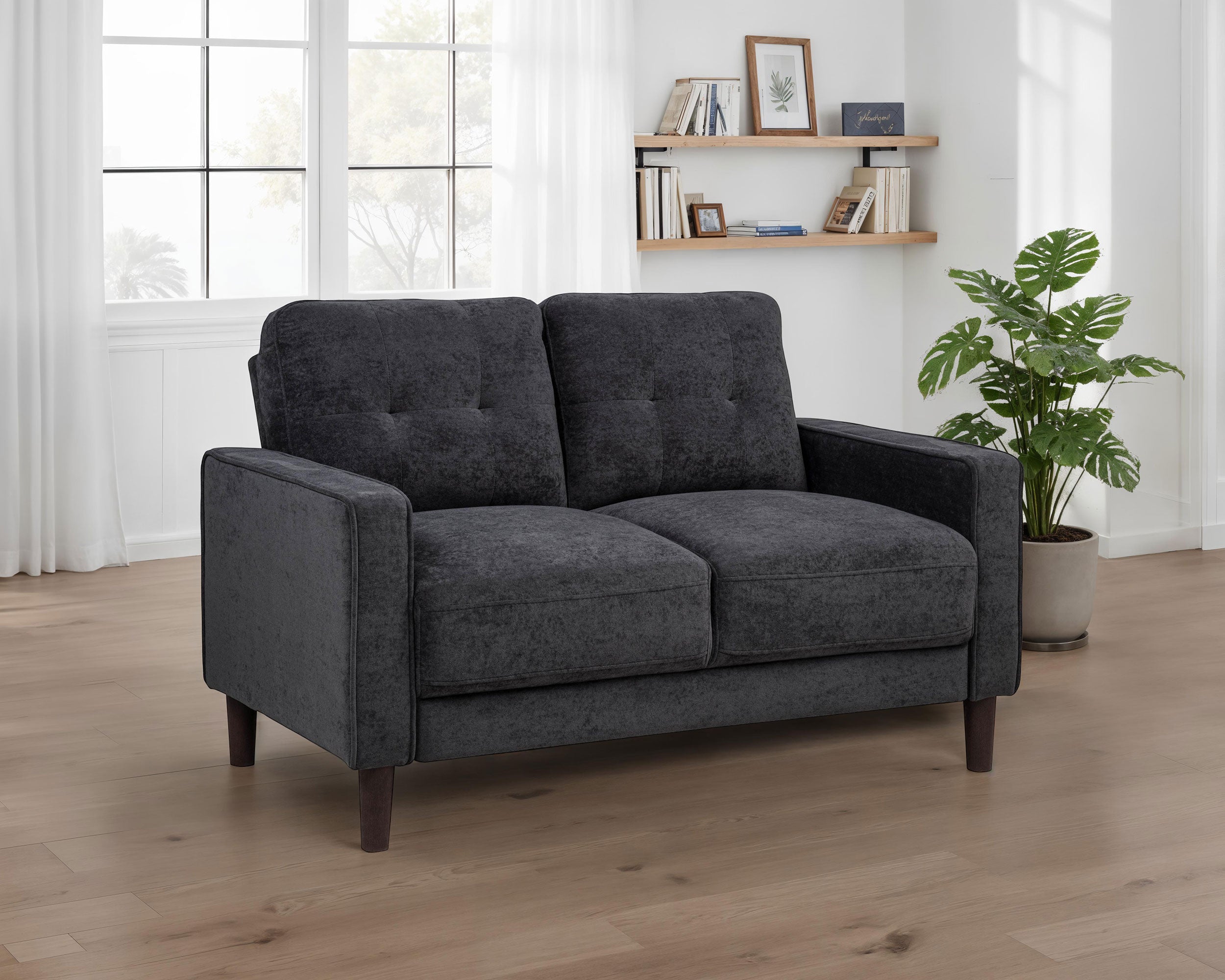 Bowen II Fabric Upholstered Track Arm Loveseat Steel Grey-