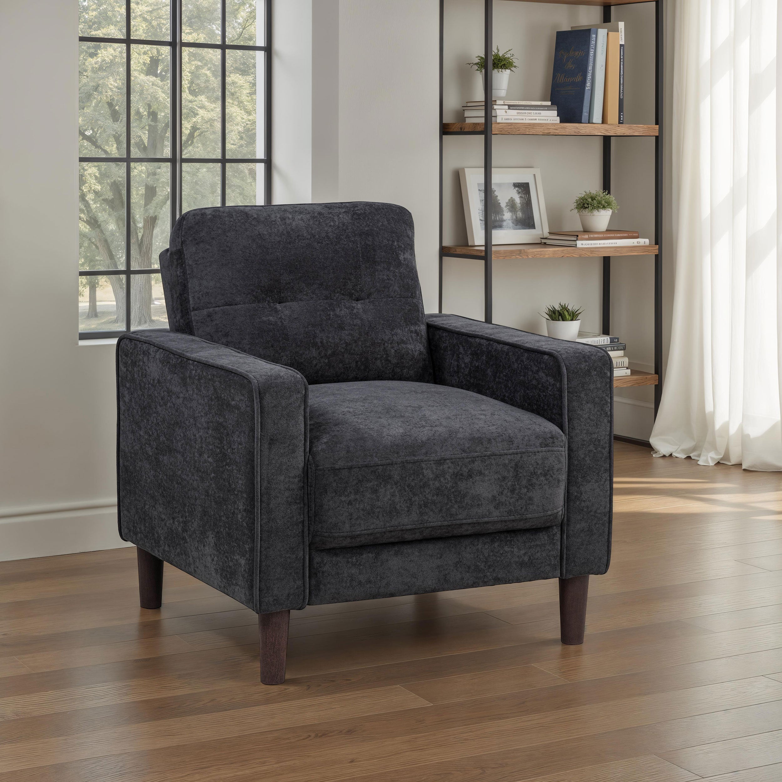 Bowen II Fabric Upholstered Track Arm Chair Steel Grey-