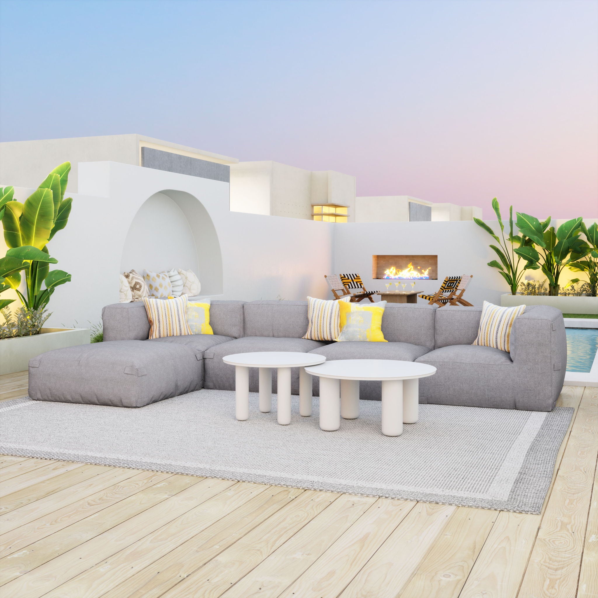 Ola - Outdoor Coffee Table Set - White