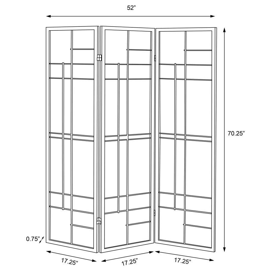 Katerina - 3-Panel Room Divider Folding Shoji Screen - Cherry