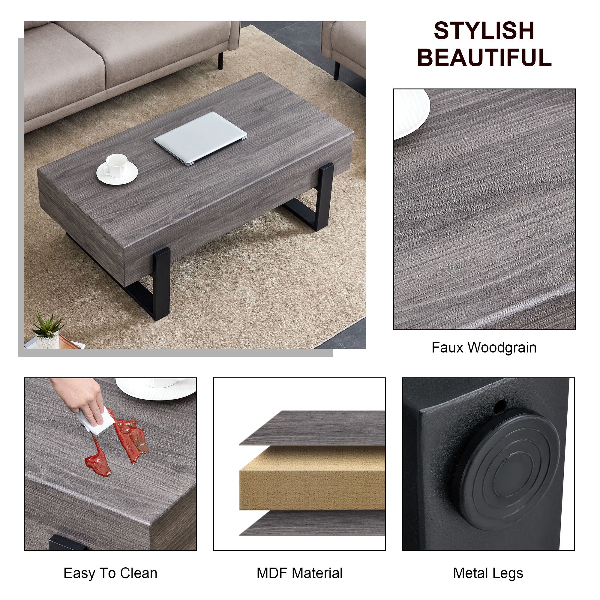 Rustic Coffee Table With Metal Legs