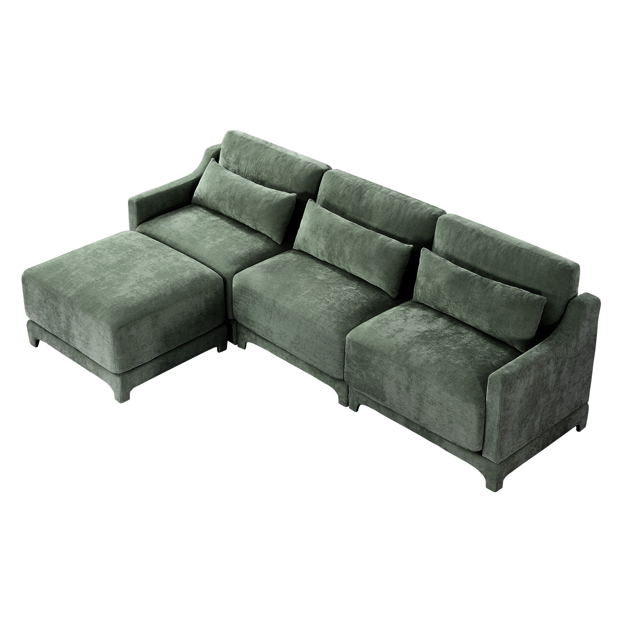 Stylish Sofa With Ottoman And Lumbar Pillows, Ergonomic Design