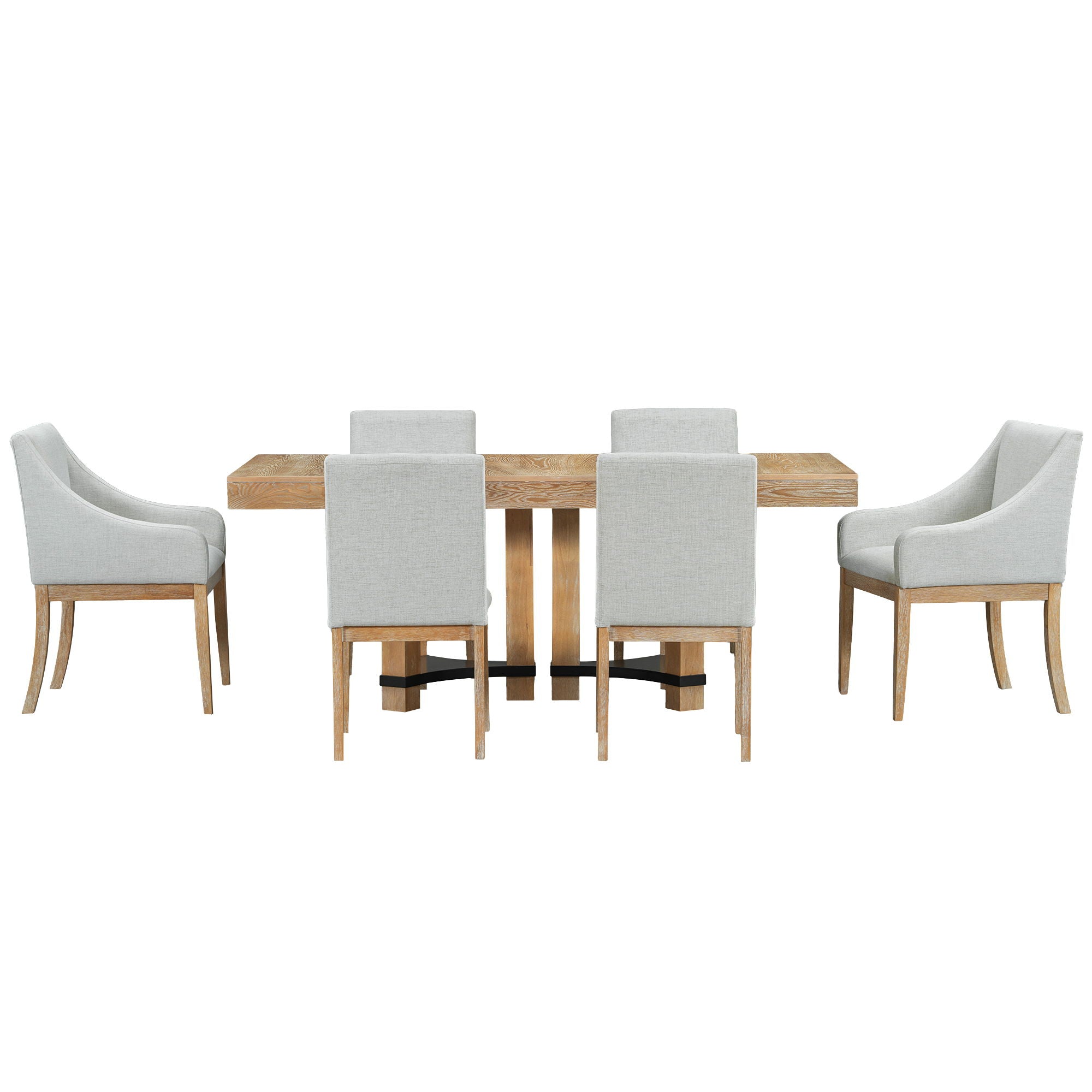 Topmax - 7 Piece Rustic Extendable Dining Table Set With Removable Leaf, 2 Arm Chairs And 4 Armless Chairs - Best Buy Furniture