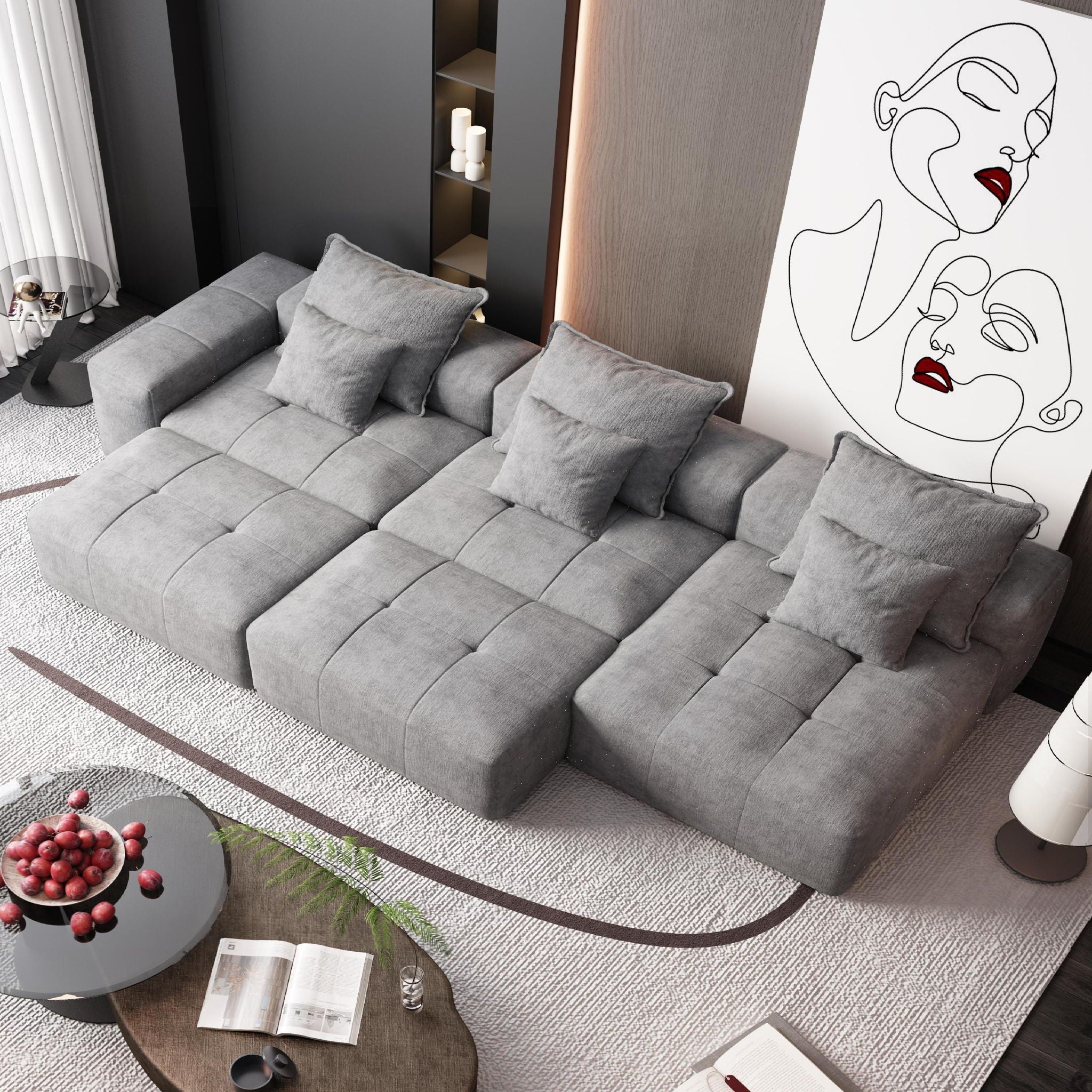 Modern Oversized Diy Combination Modular Sectional Sofa With Pillows