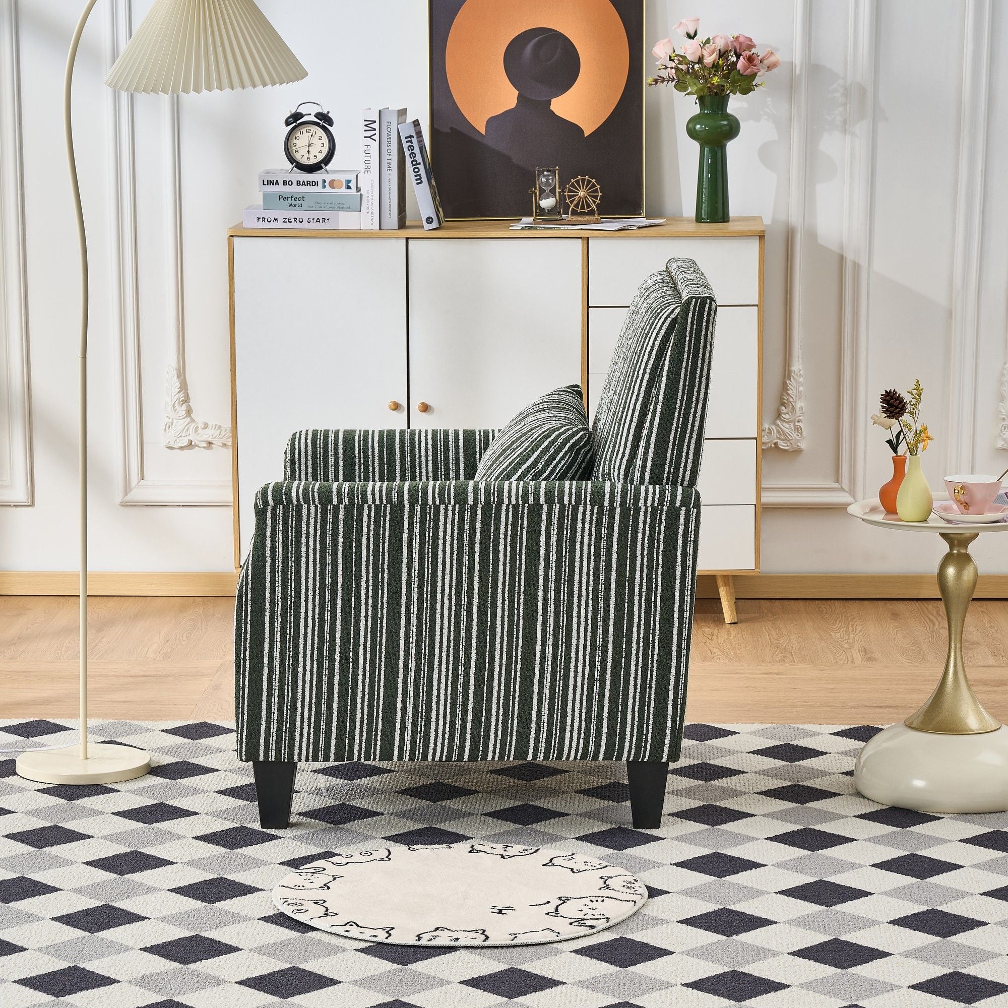 Accent Chair With Arms, Comfy Armchair For Living Room - Green