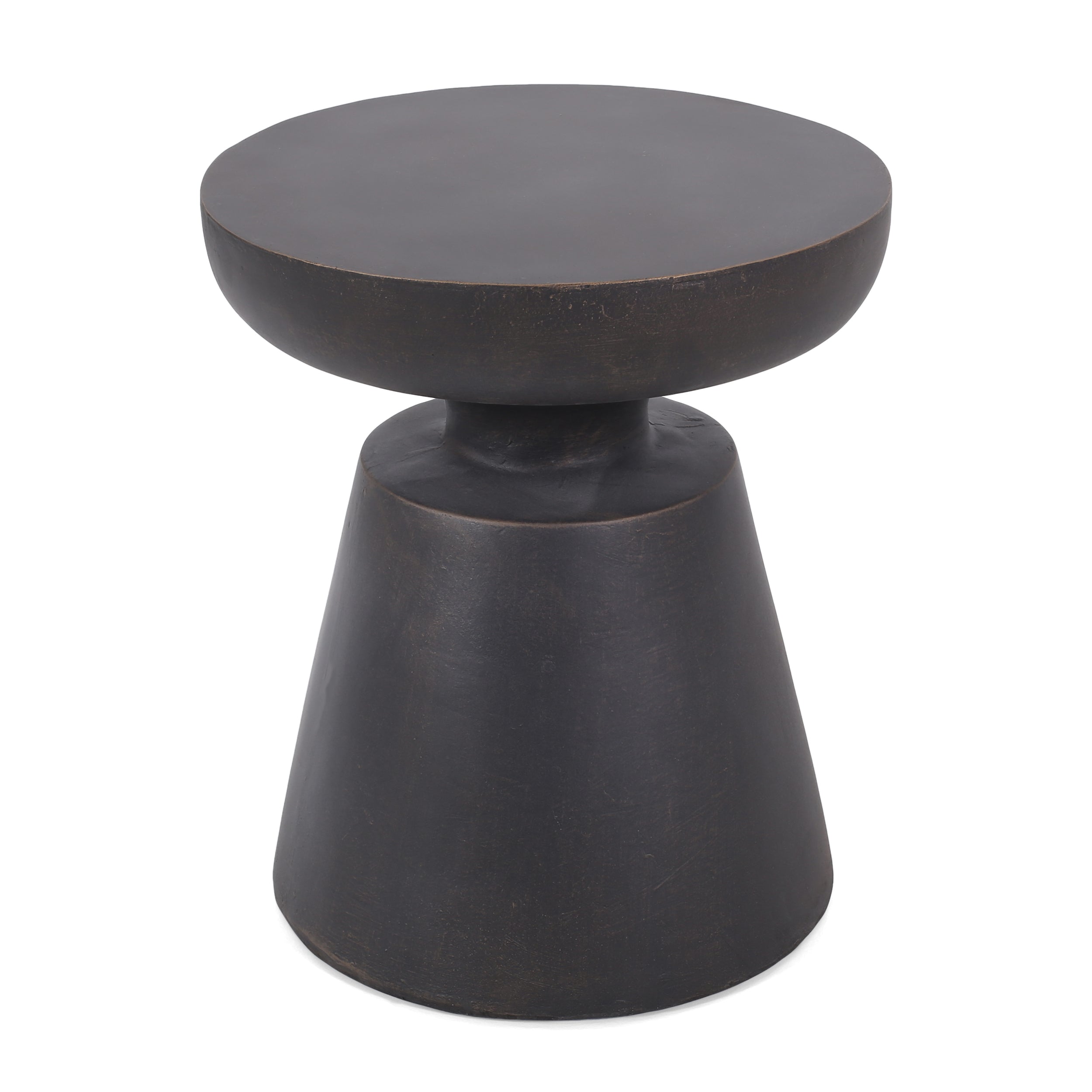 Outdoor Lightweight Concrete End Table with Half-Sphere Top, Copper