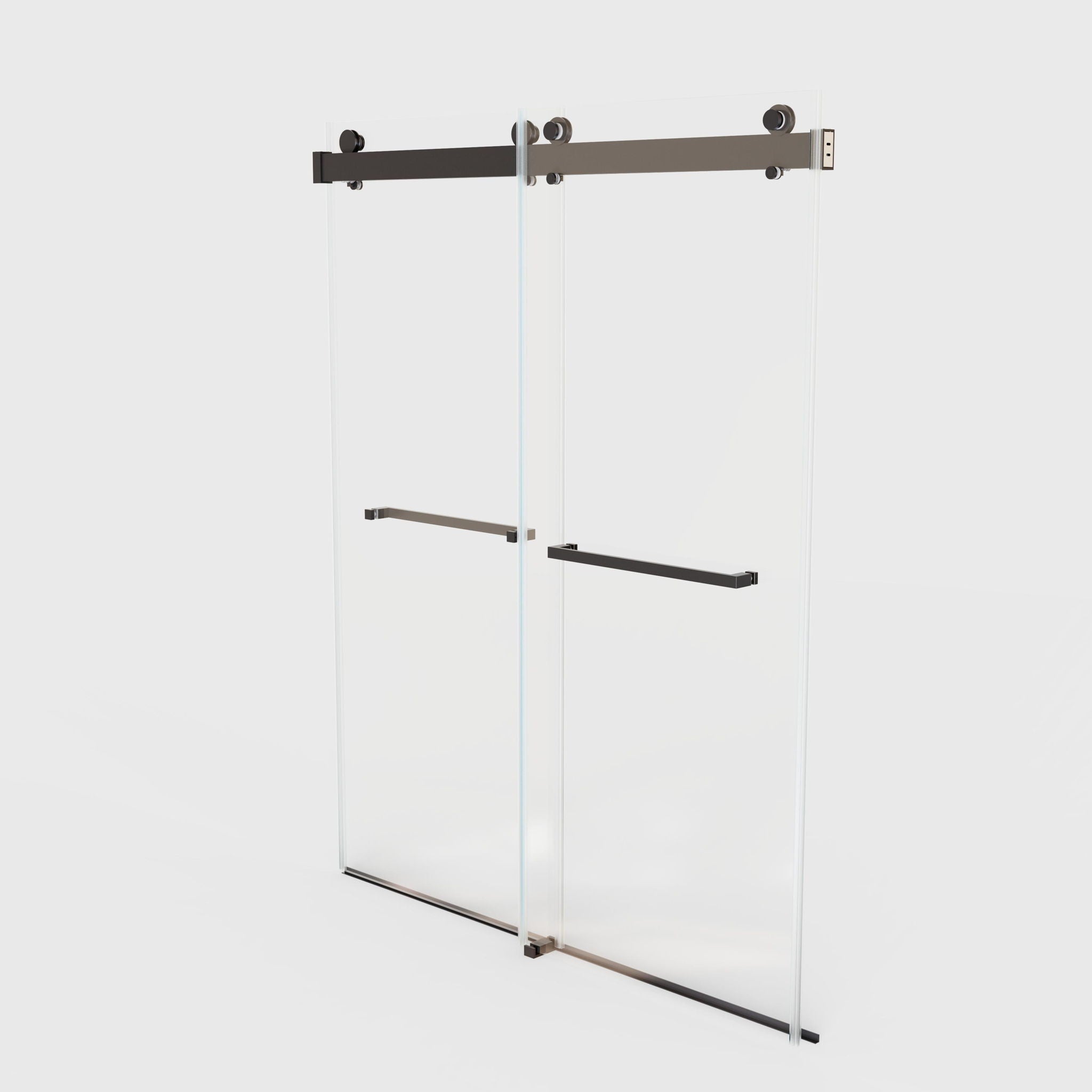 Frameless Double Sliding Soft-Close Shower Door, 3 / 8" (10Mm) Thick SGCC Tempered Glass Door, Matte