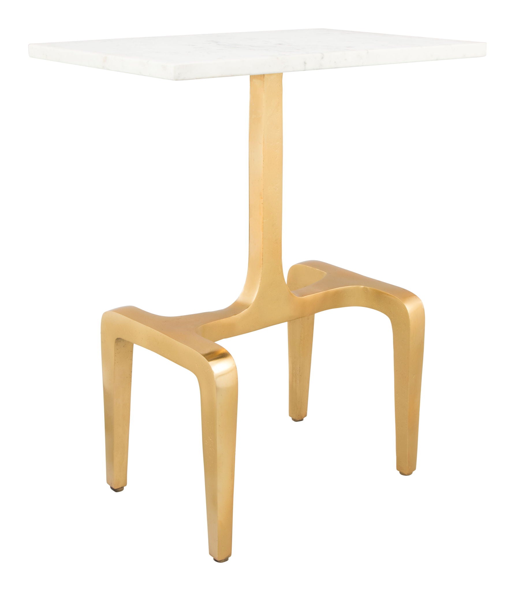 Clement - Marble Side Table - White & Gold