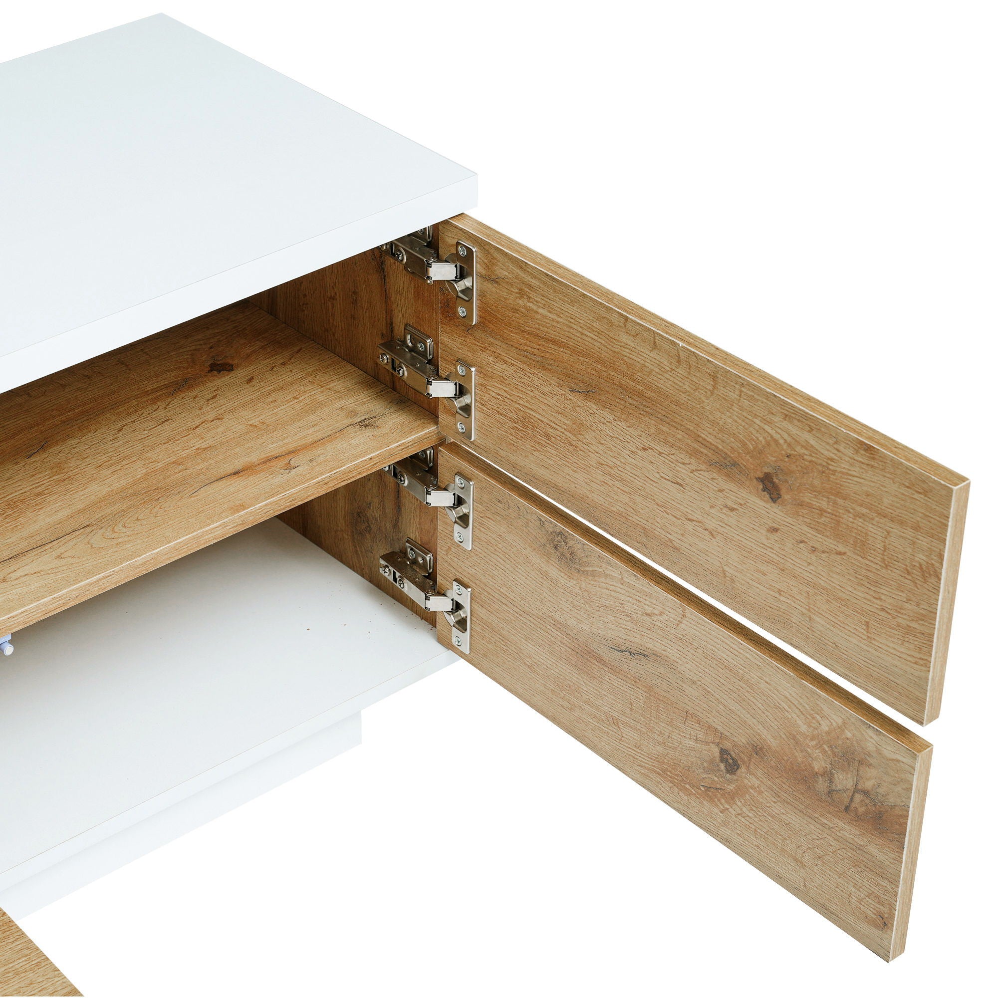 TV Stand, Entertainment Center With Deep Drawers, Cable Management & Soft Closing Hinges