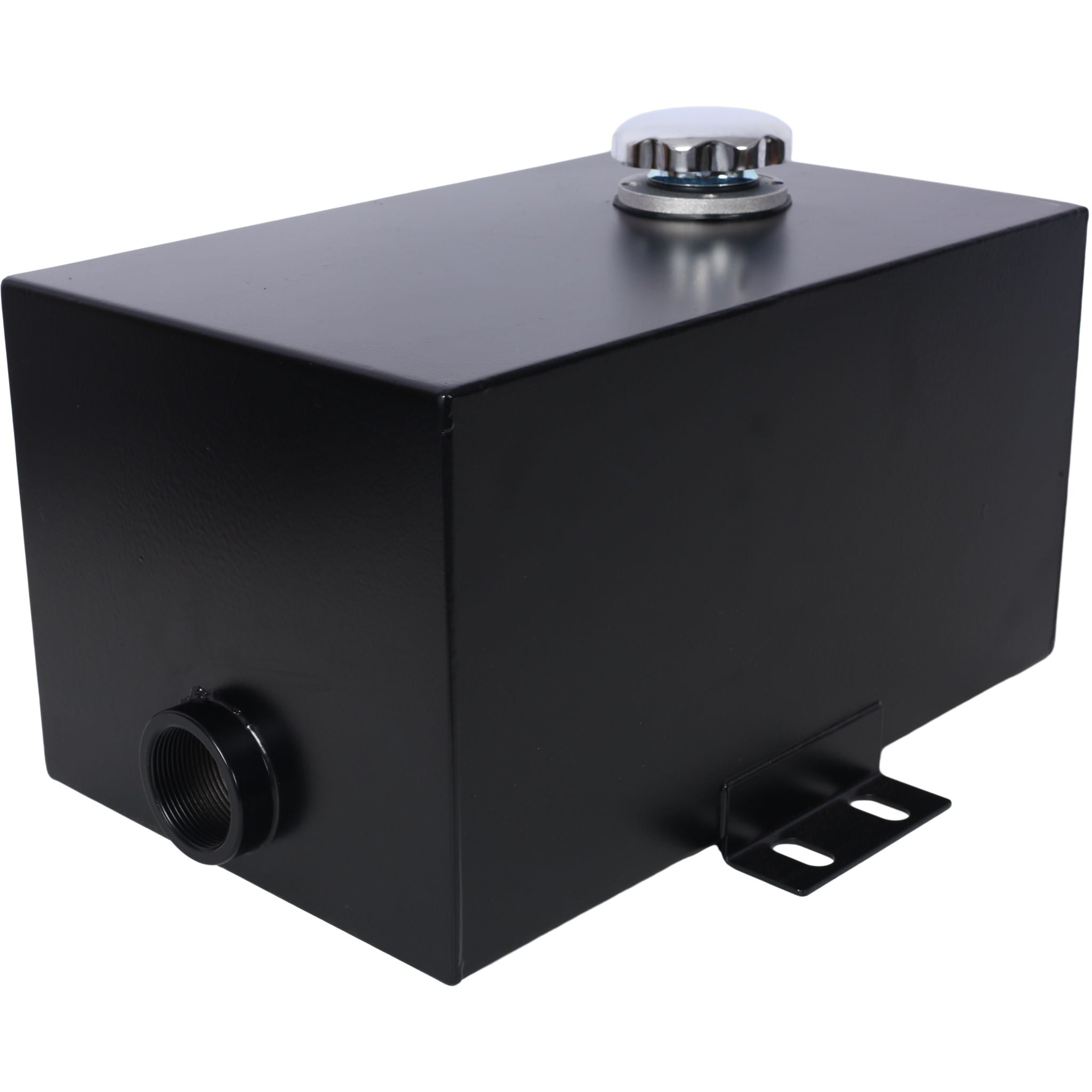 Heavy Duty 5 Gallon Steel Hydraulic Fluid Reservoir Tank With Mounting Foot, 14 Gauge - Black
