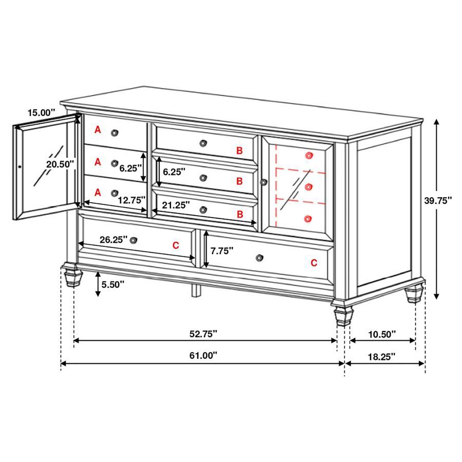Sandy Beach - 11-drawer Rectangular Dresser