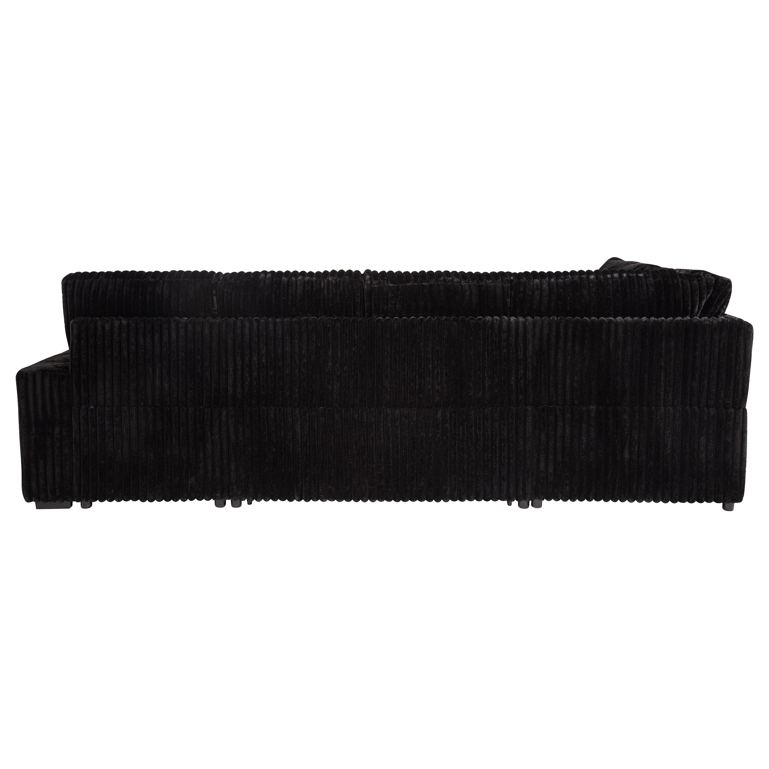 Devonshire Sleeper Sectional Sofa Storage Chaise Black-