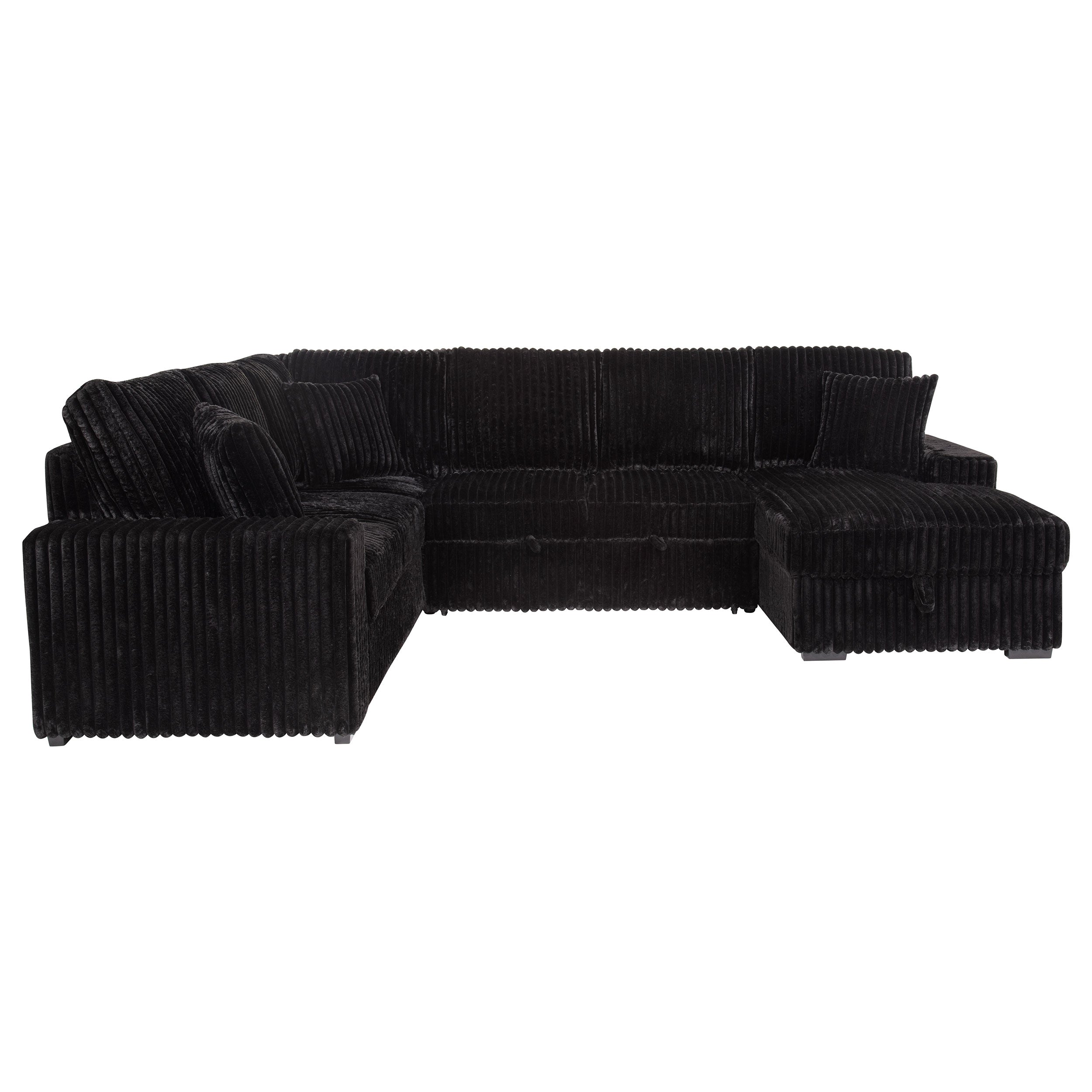 Devonshire Sleeper Sectional Sofa Storage Chaise Black-