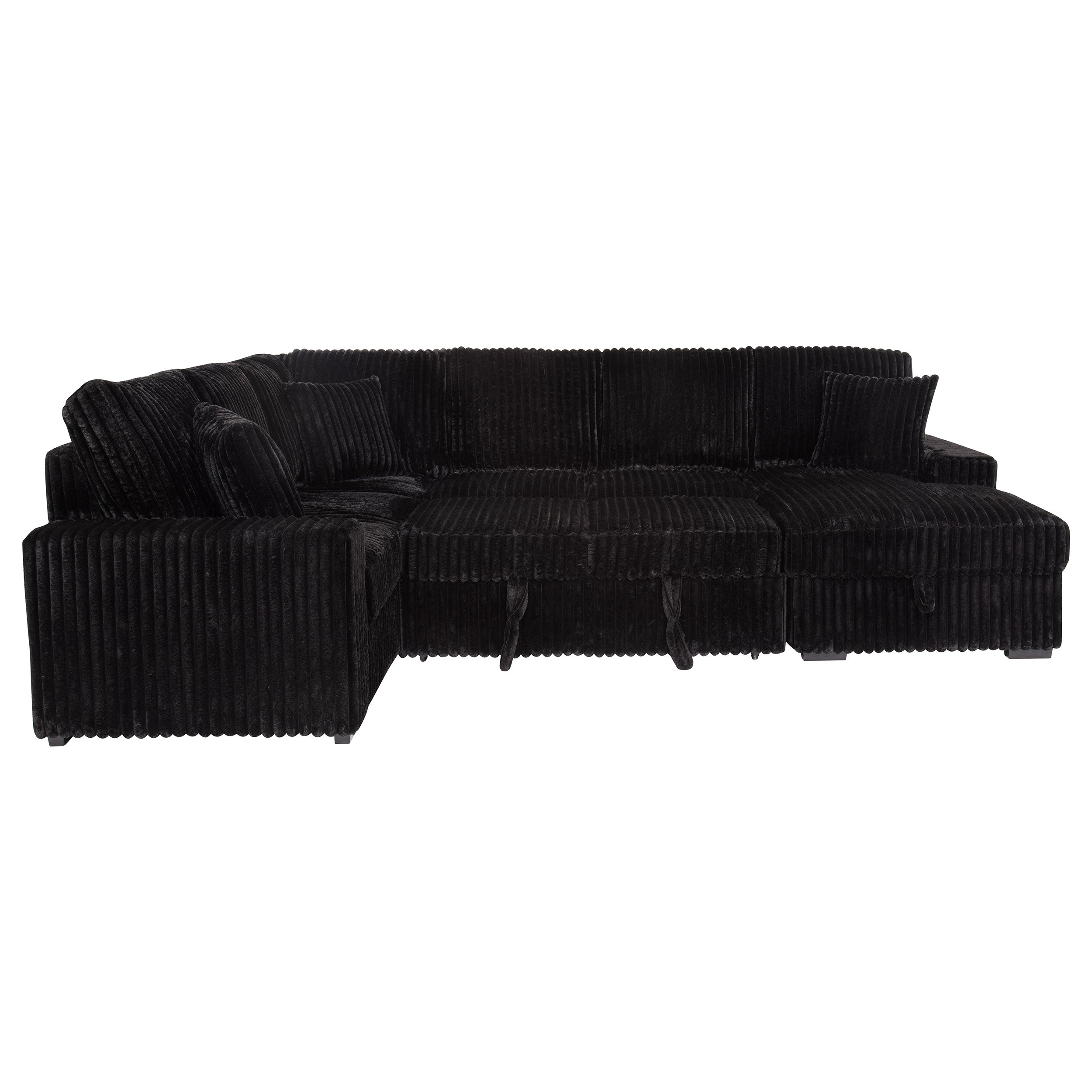 Devonshire Sleeper Sectional Sofa Storage Chaise Black-