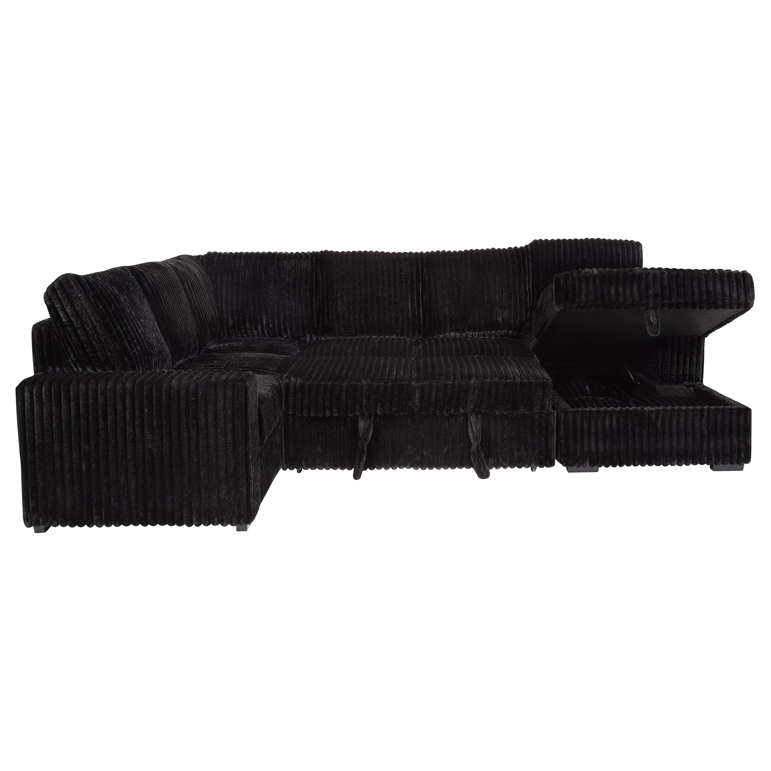 Devonshire Sleeper Sectional Sofa Storage Chaise Black-