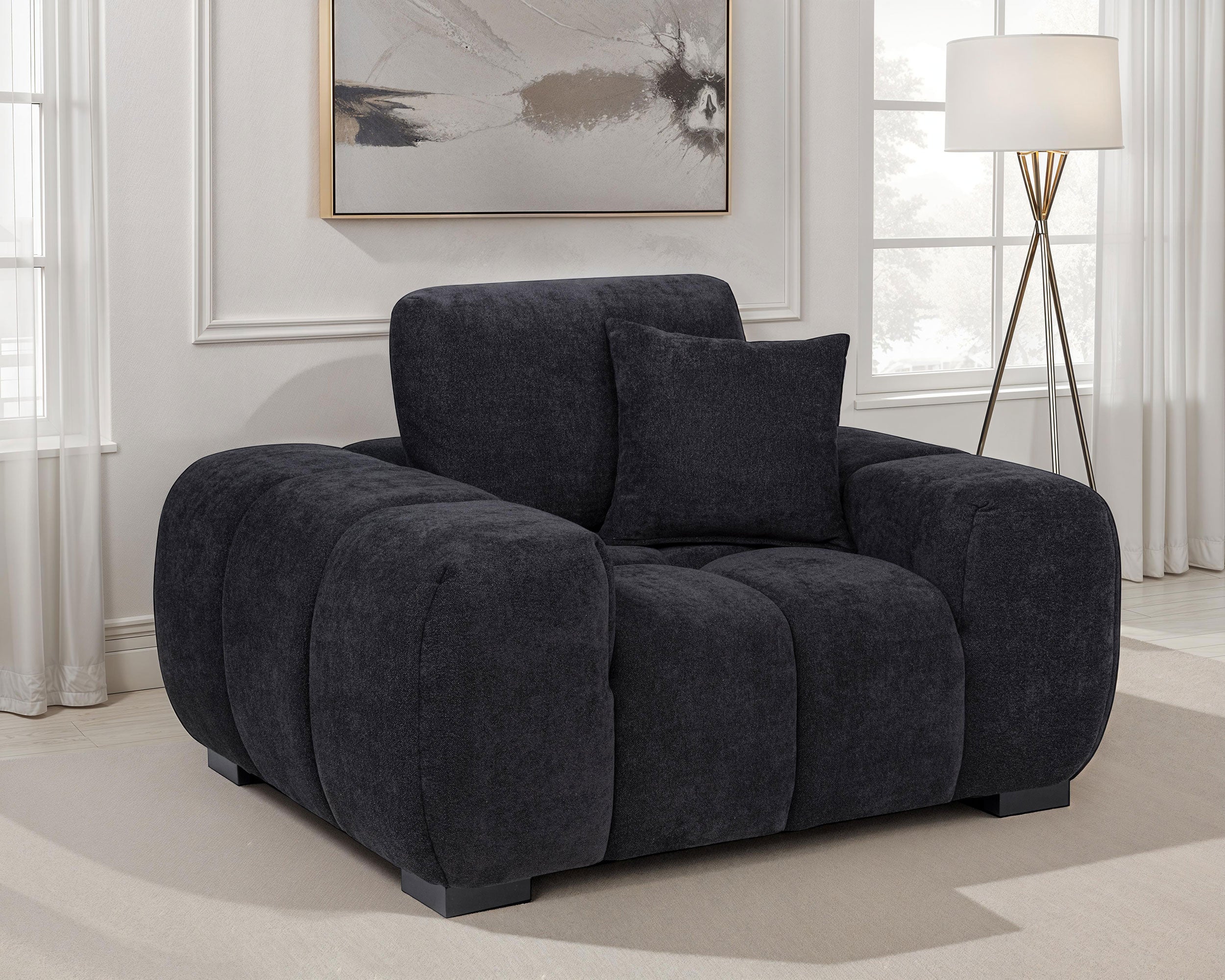 Octavia Upholstered Track Arm Accent Chair Black-