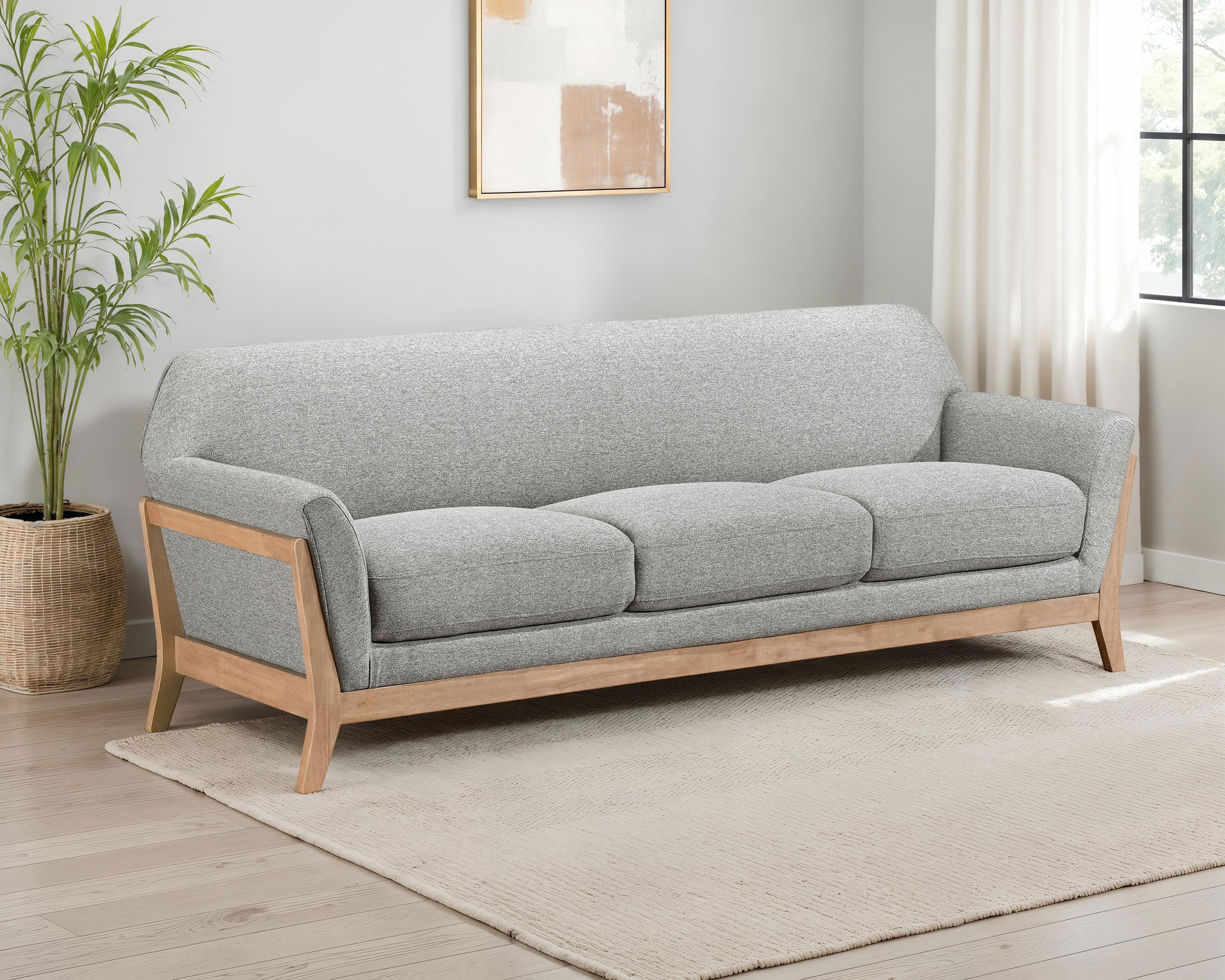 Vaughn Fabric Upholstered Flared Arm Sofa Grey-