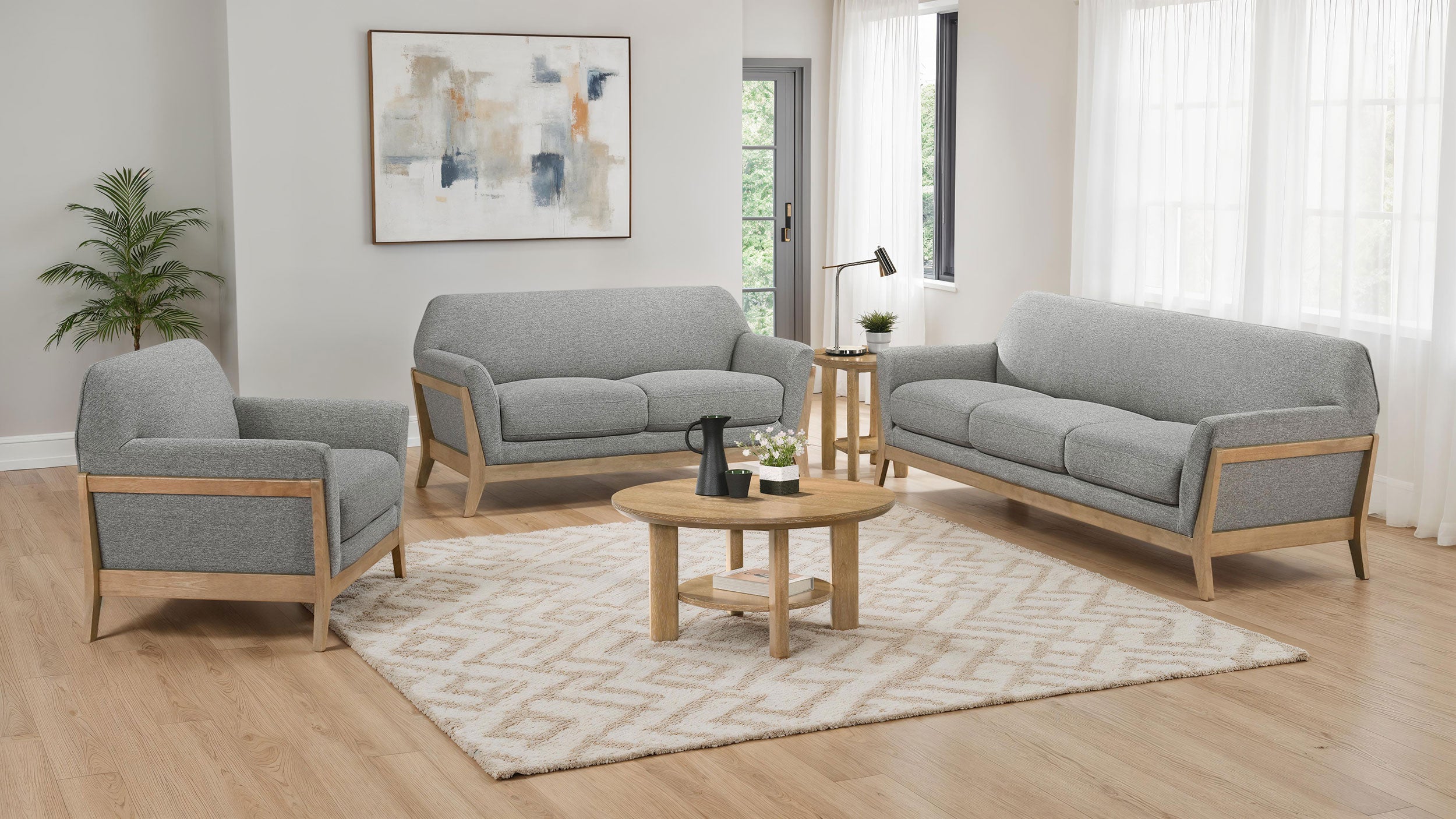 Vaughn Fabric Upholstered Flared Arm Loveseat Grey-