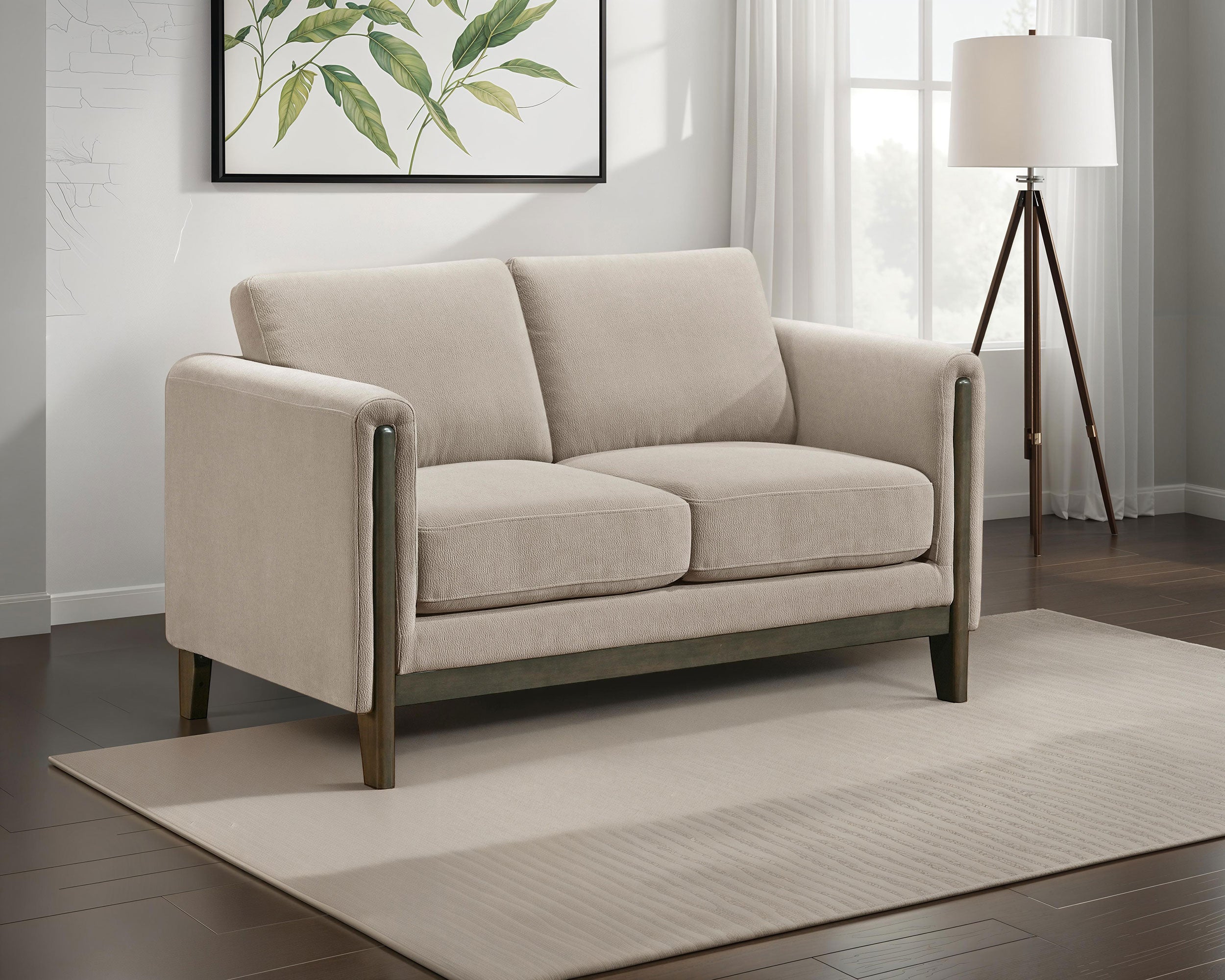 Islington Fabric Upholstered Panel Arm Loveseat Taupe-