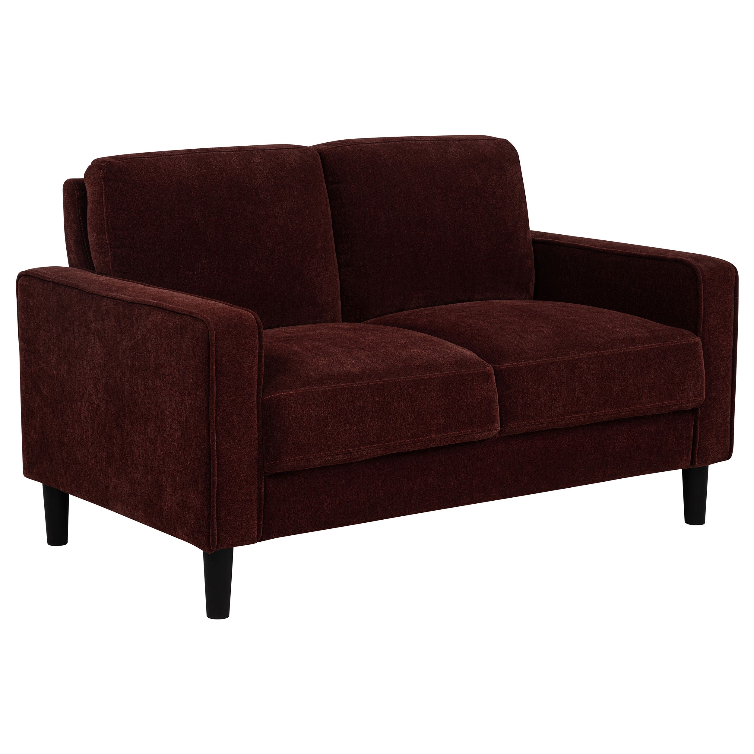 Ruth Fabric Upholstered Track Arm Loveseat Rust Red-