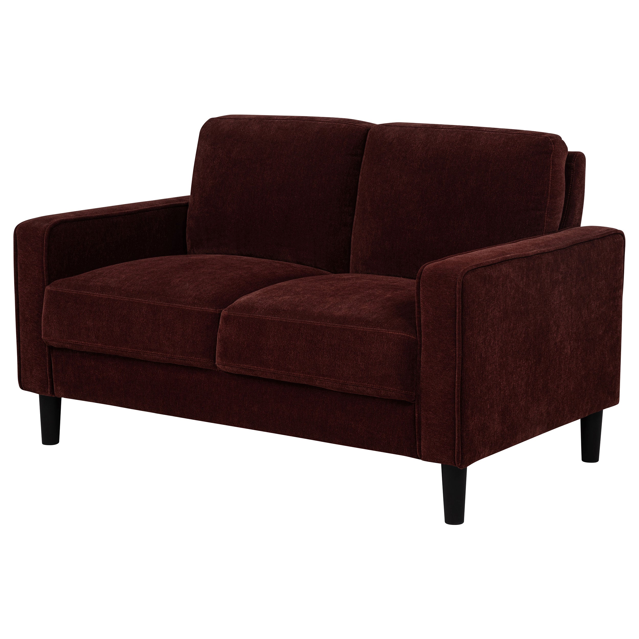 Ruth Fabric Upholstered Track Arm Loveseat Rust Red-