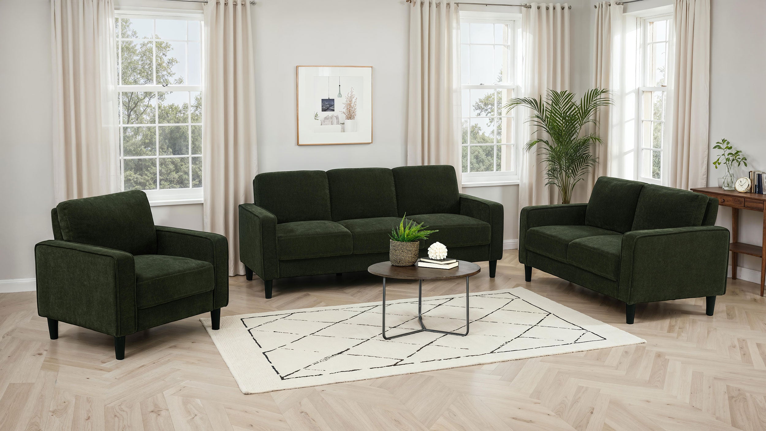 Ruth 77-inch Fabric Upholstered Track Arm Sofa Matcha Green-