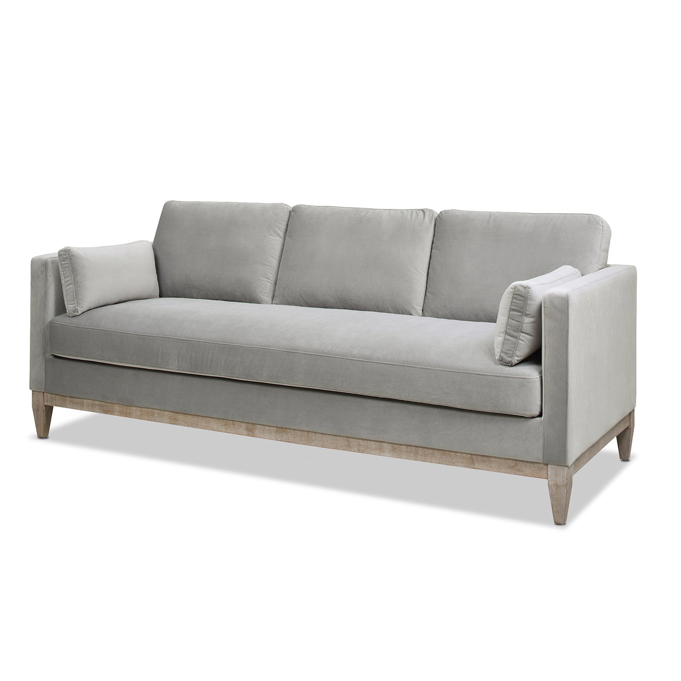 Knox 84" modern farmhouse sofa, opal grey velvet
