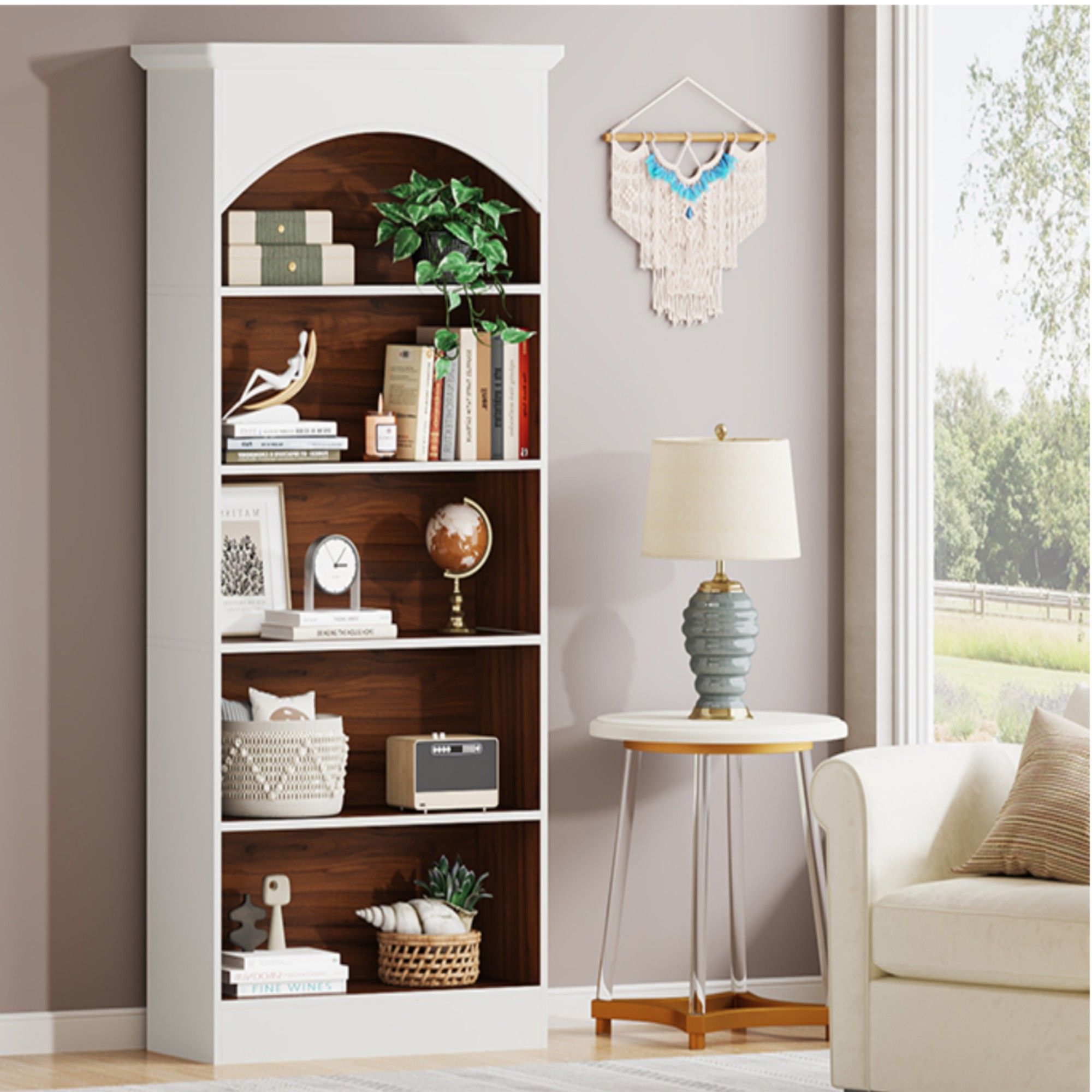 5 Tier Library Bookcase For Living Room