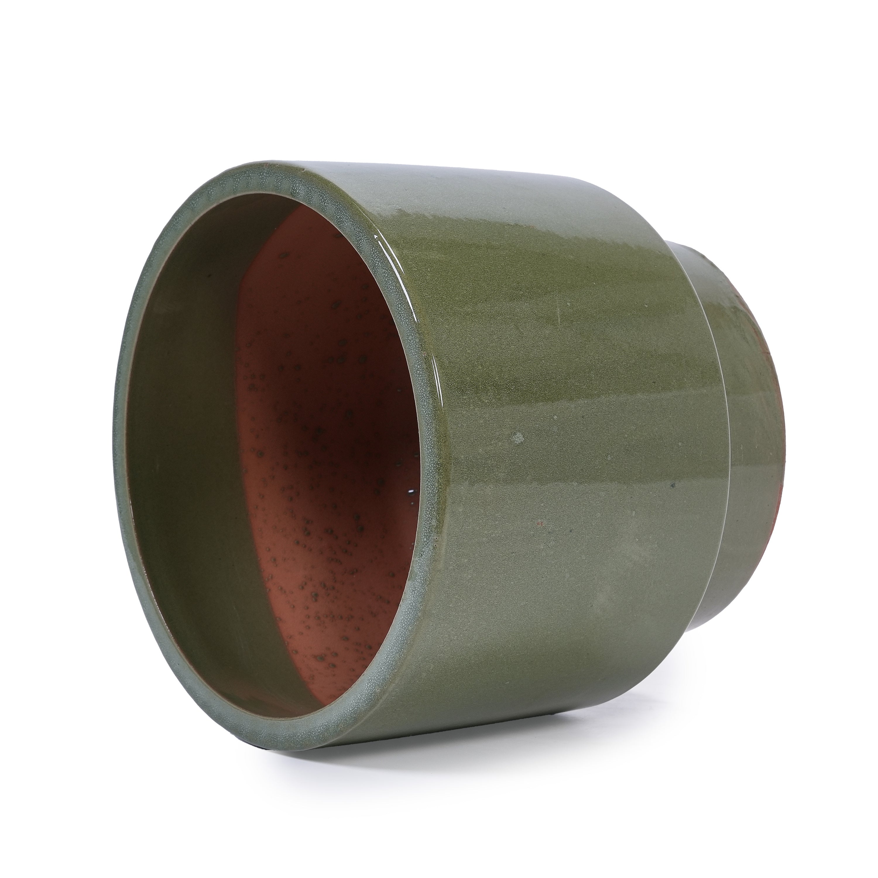 3 Pieces Ceramic Flowerpot Set - Antique Light Green