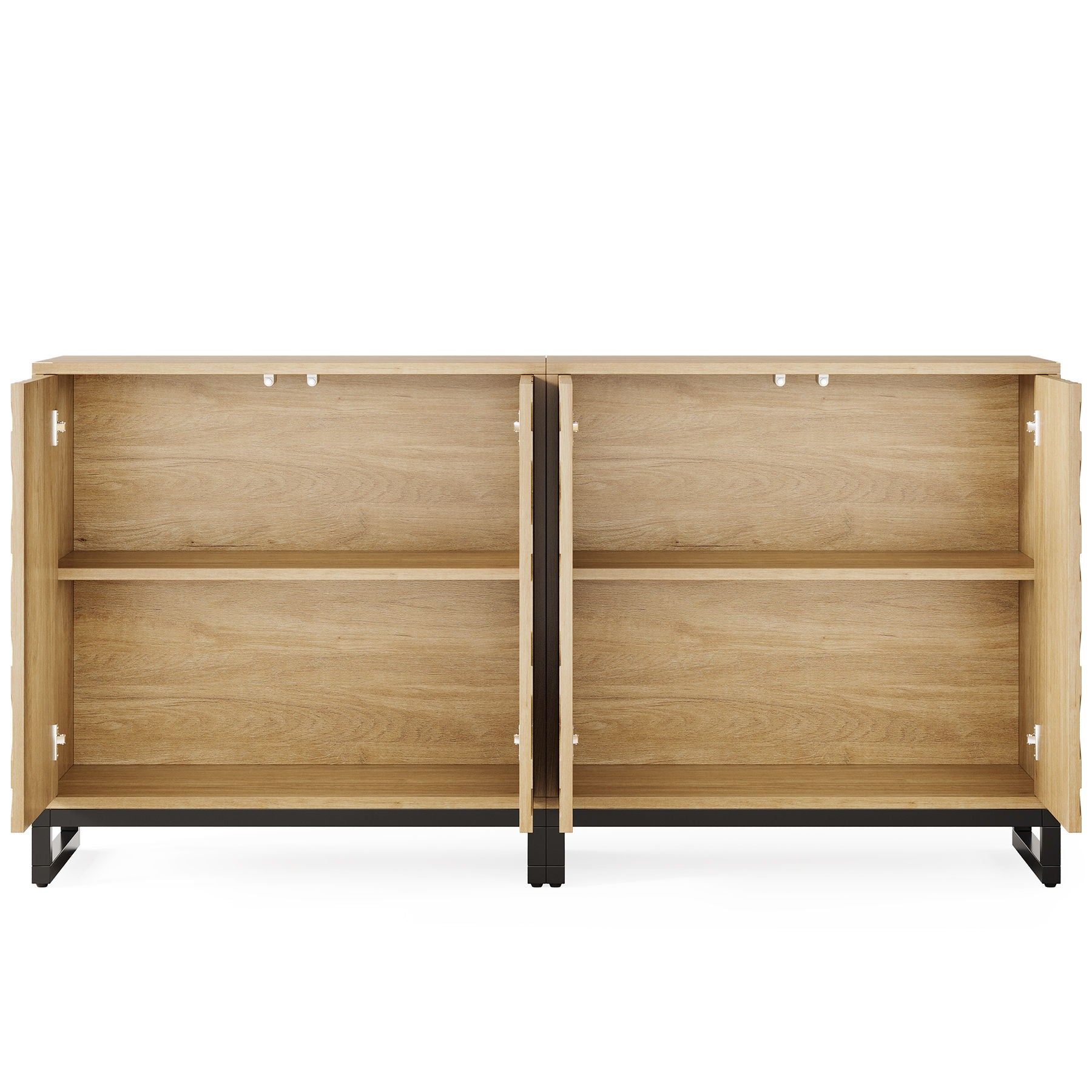 Sideboard Buffet Cabinet With 4 Doors & Shelves, Credenza Table For Dining Room - Warm Brown