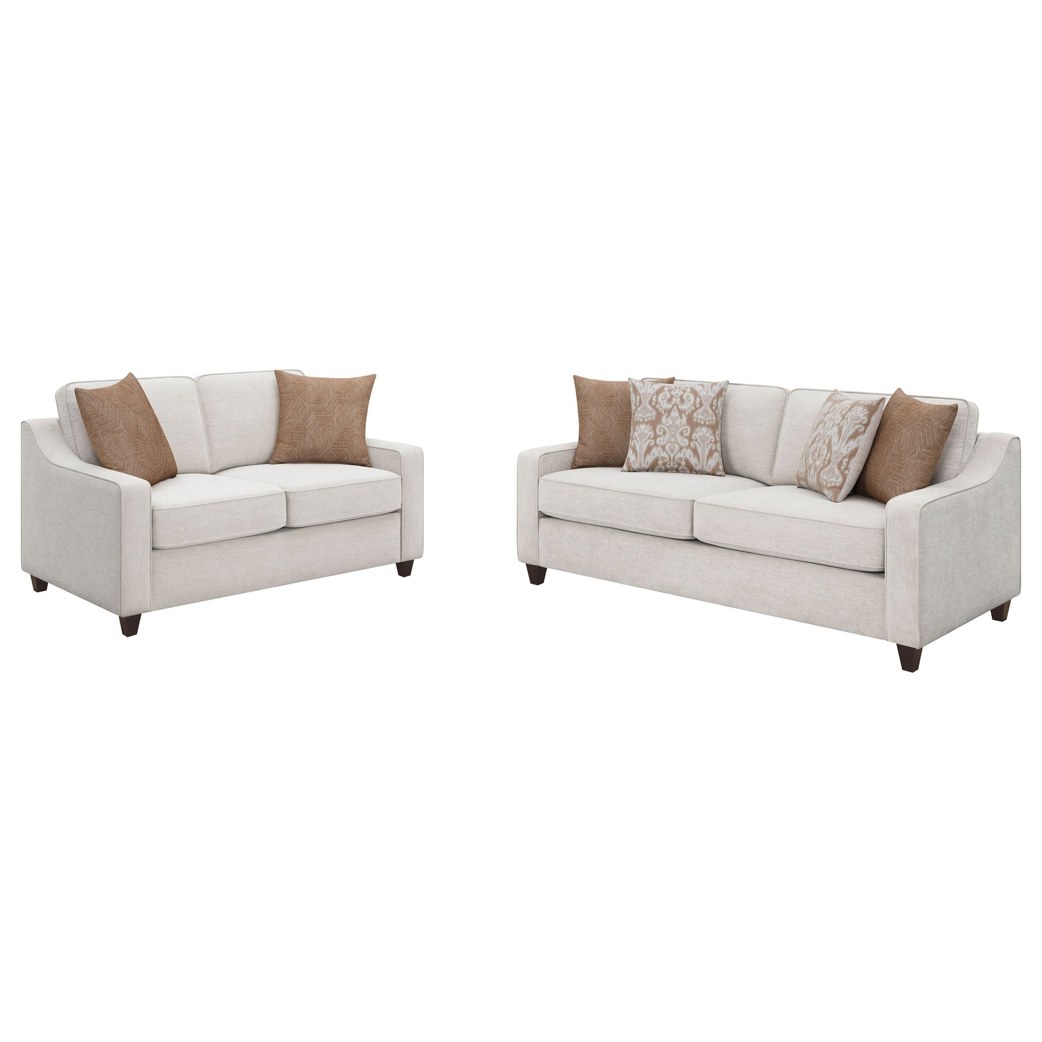 Mahaffey - 2 Piece Track Arm Living Room Set - Beige