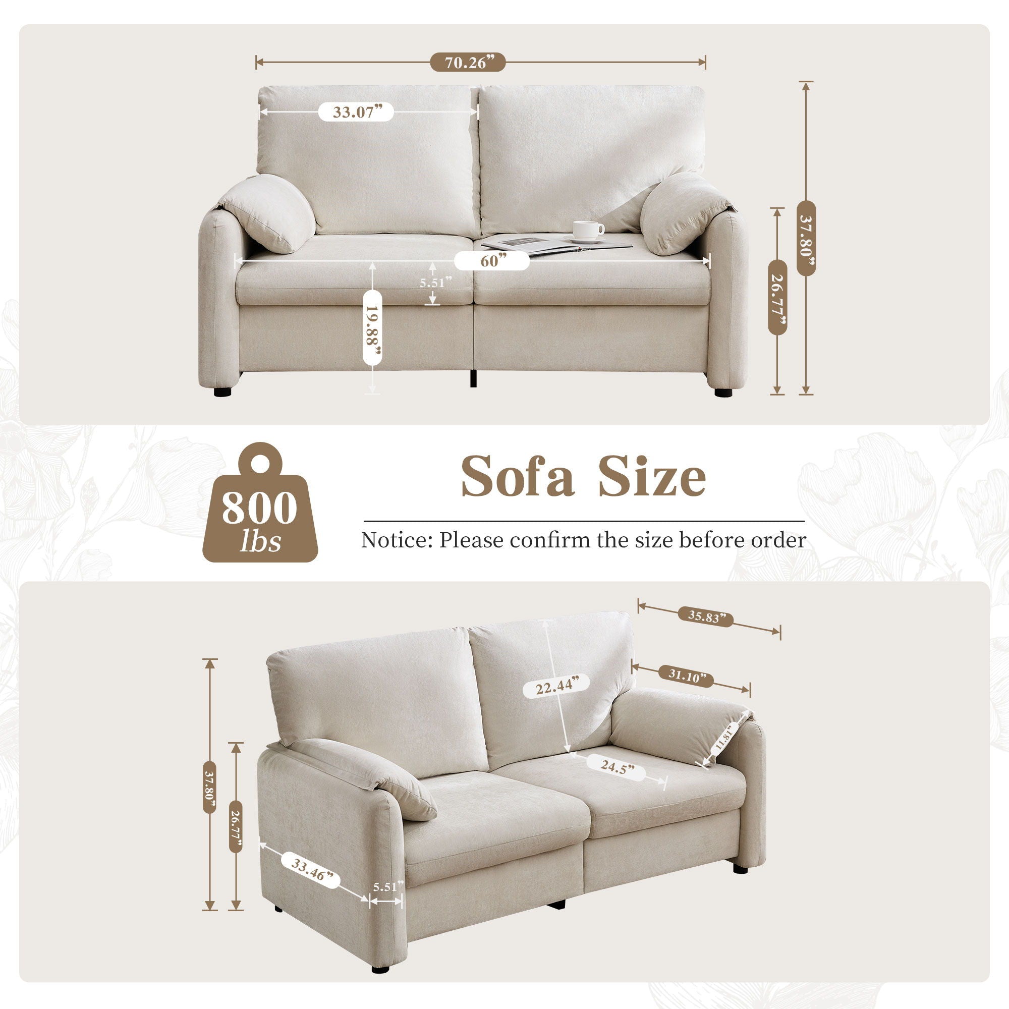 Modern Minimalist Down Filled Sofa