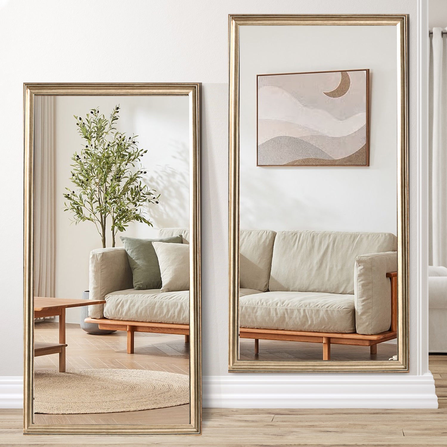 70' x 32' Gold Full Length Floor Mirror with PS Frame, Large Wall Mounted or Leaning Body Mirror for Bedroom, Living Room, Entryway