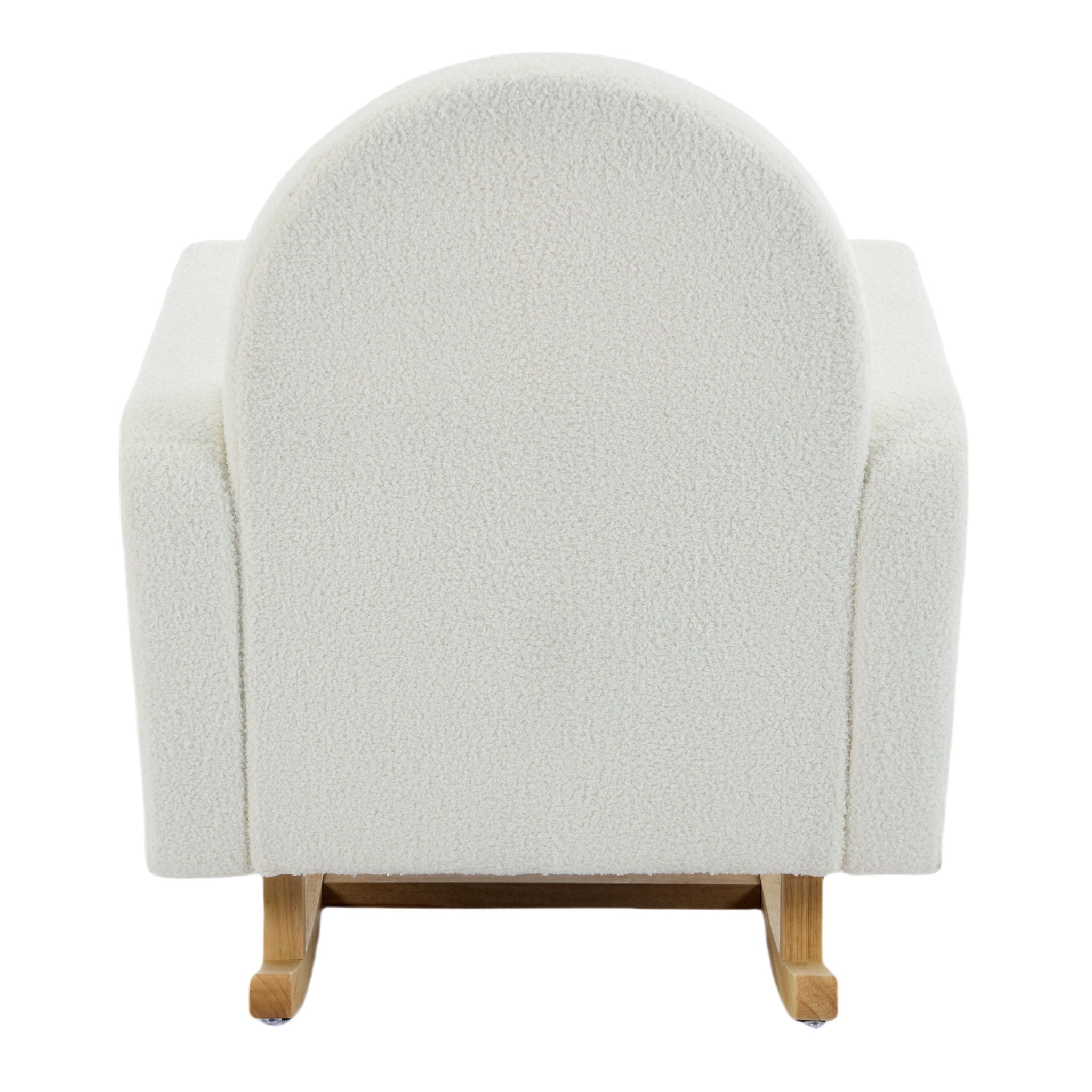 Accent Rocking Chair With Curved Back & Pillow, Base, Ultimate Comfort For Living Room Or Nursery - Cream White