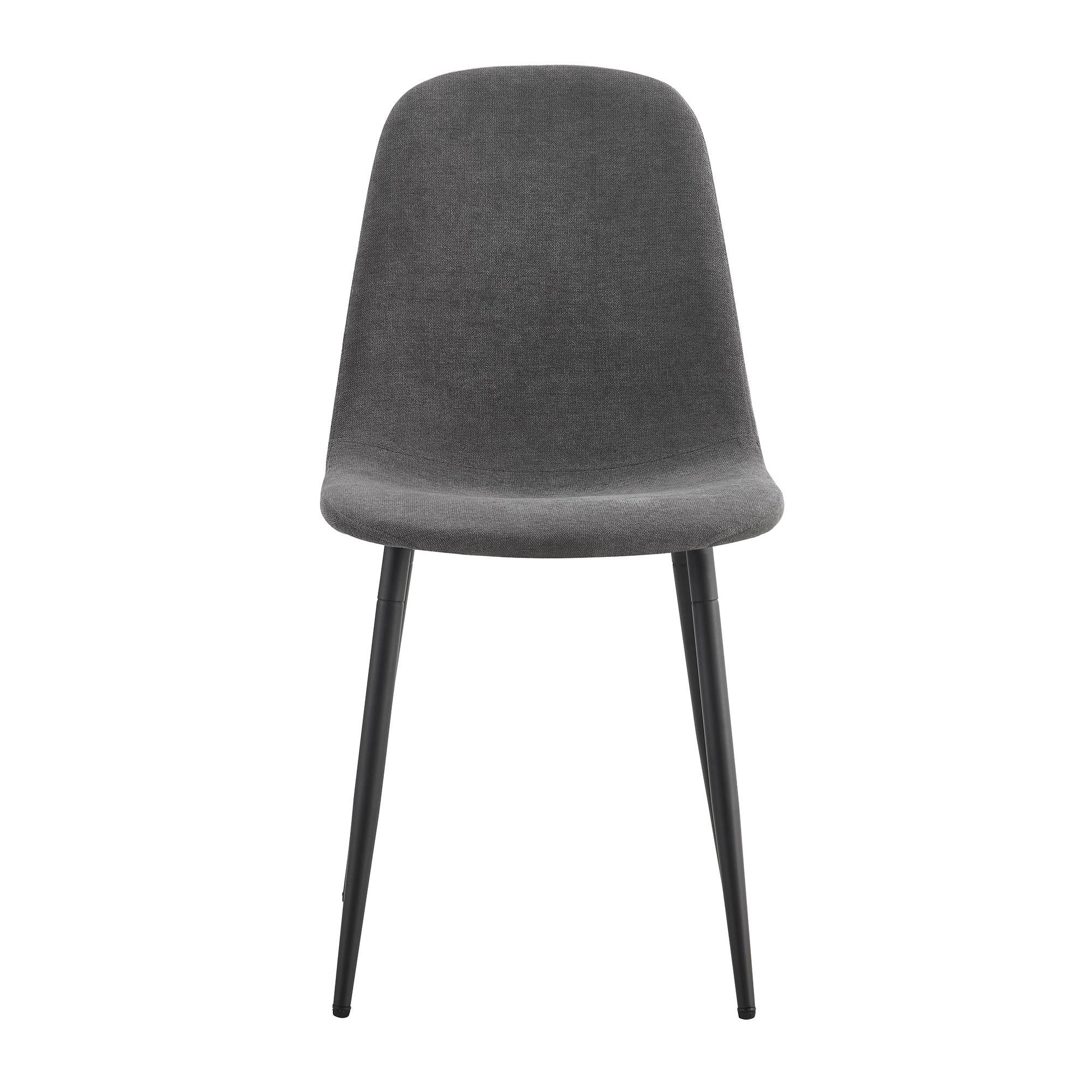 Modern Medieval Style Cushioned Side Chairs Set With Black Metal Legs For Kitchens