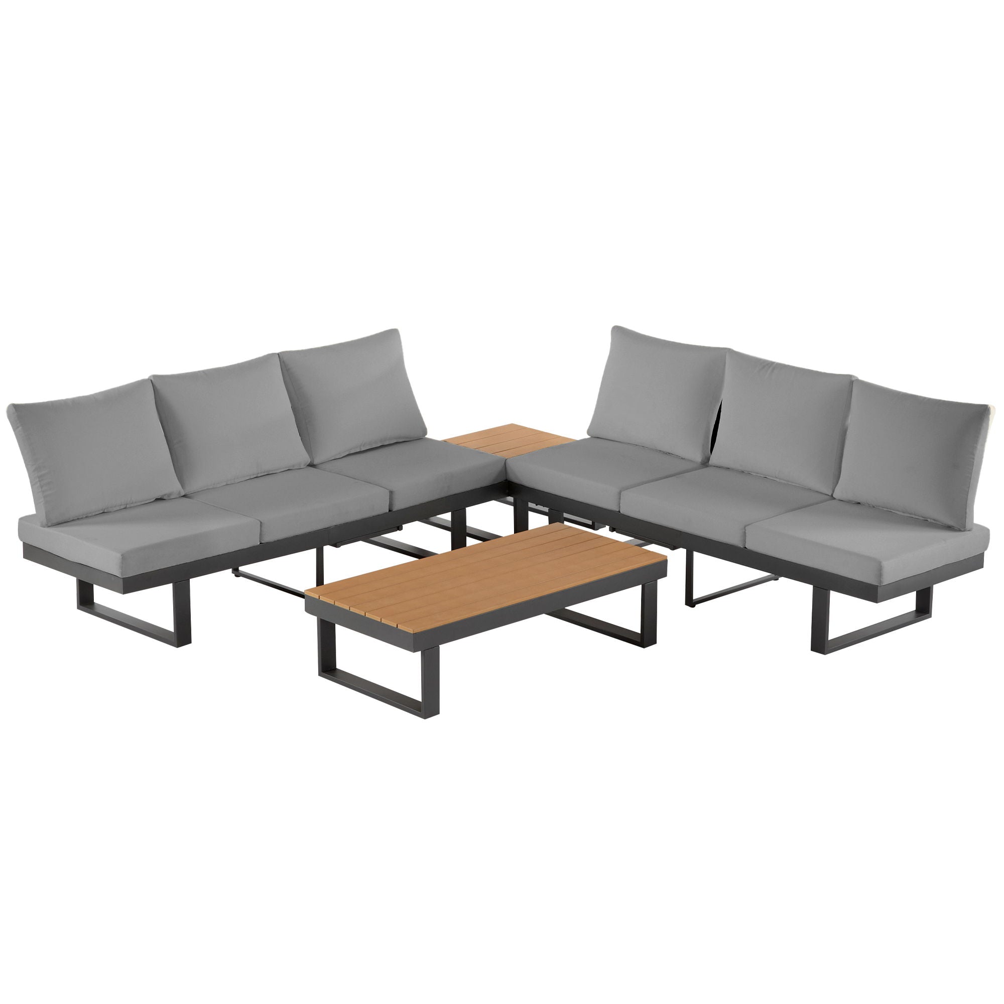 Outdoor Sectional Sofa Set With Adjustable Reclining Seats
