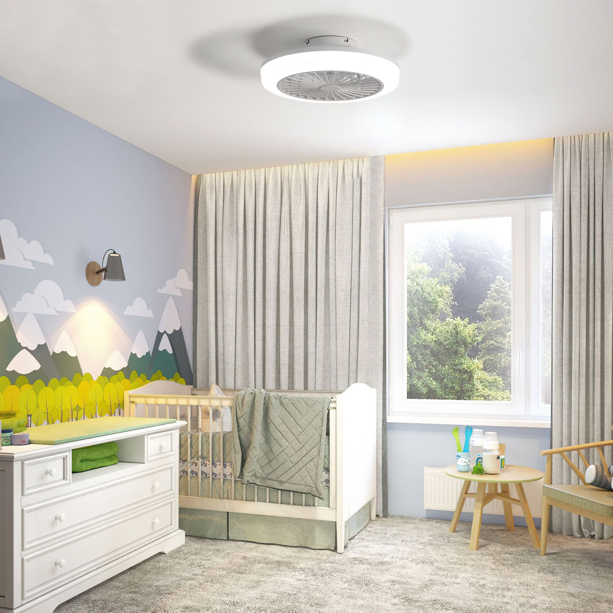 Bladeless Ceiling Fan With Light And Remote Control - White